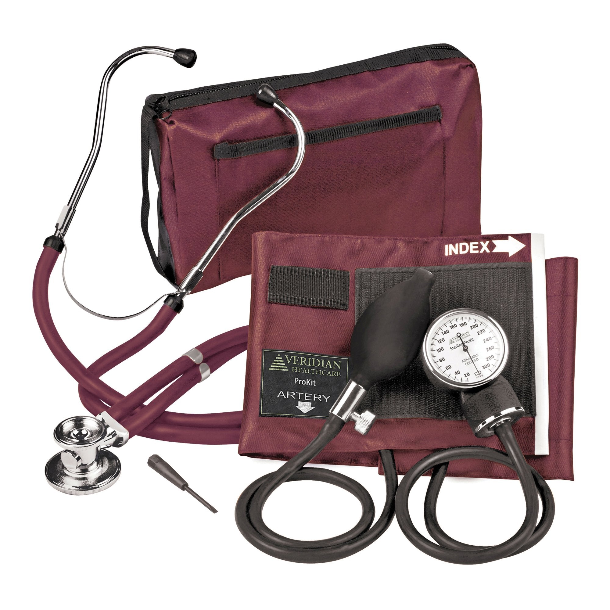 Veridian Healthcare LLC - Reusable Aneroid / Stethoscope Set Veridian 27.9 to 41.6 cm Adult Cuff Dual Head General Exam Stethoscope [20/CS] (1226088_CS)