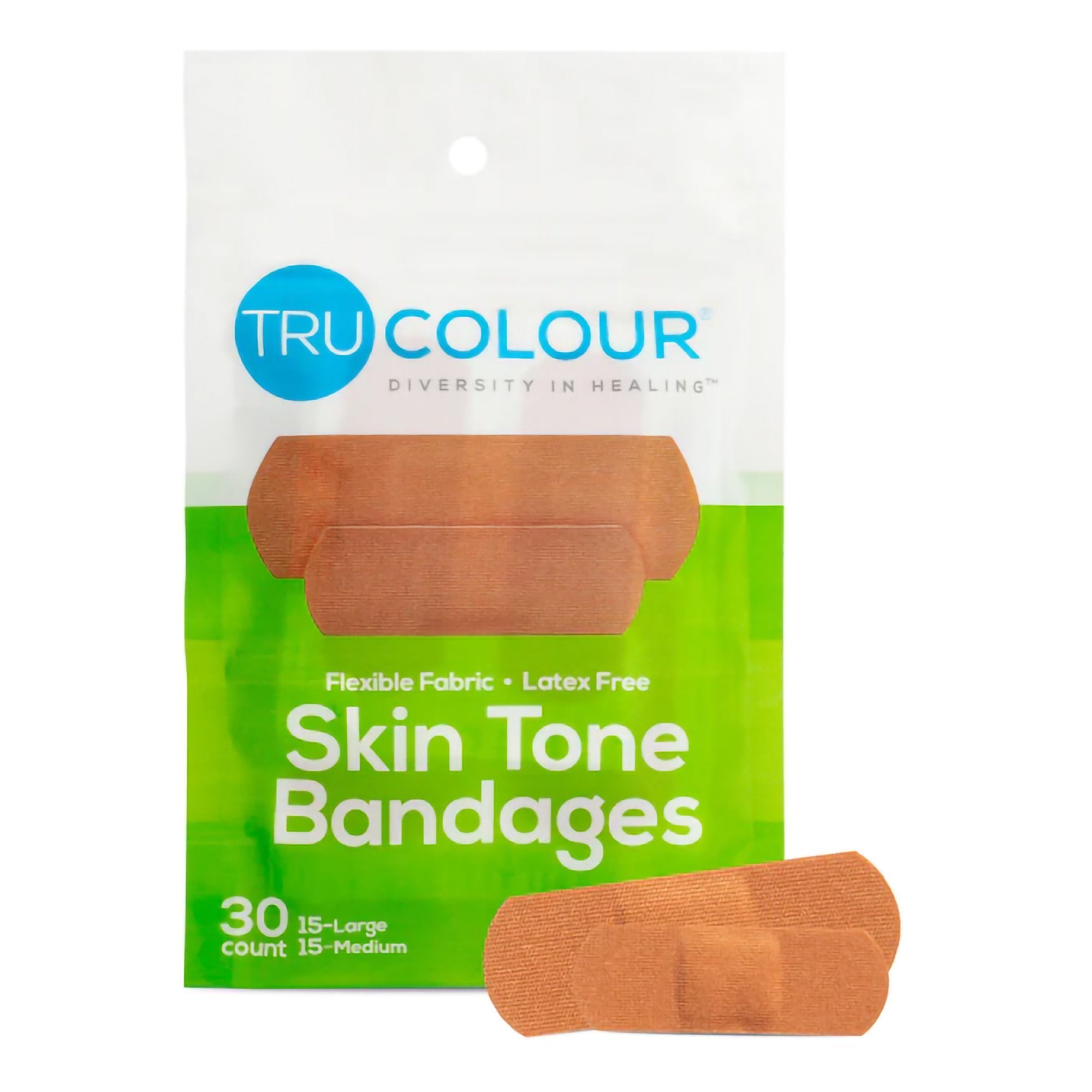 Tru-Colour Products LLC - Waterproof Adhesive Strip Tru-Colour® 1 X 3 Inch Fabric Rectangle Olive Sterile [1500/CS]