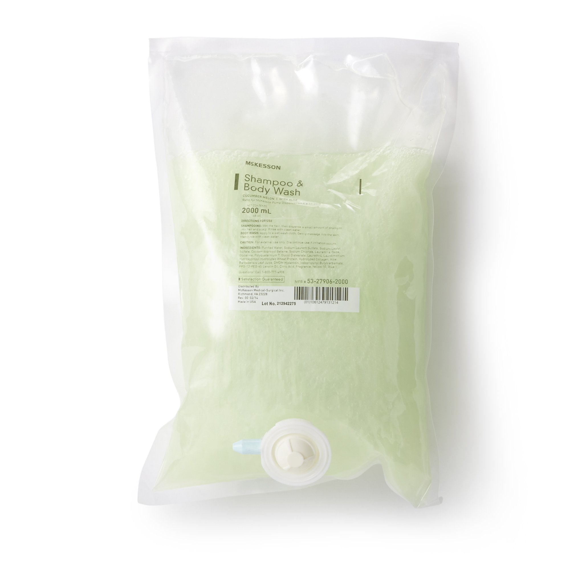 McKesson Brand - Shampoo and Body Wash McKesson 2,000 mL Dispenser Refill Bag Cucumber Melon Scent [4/CS]