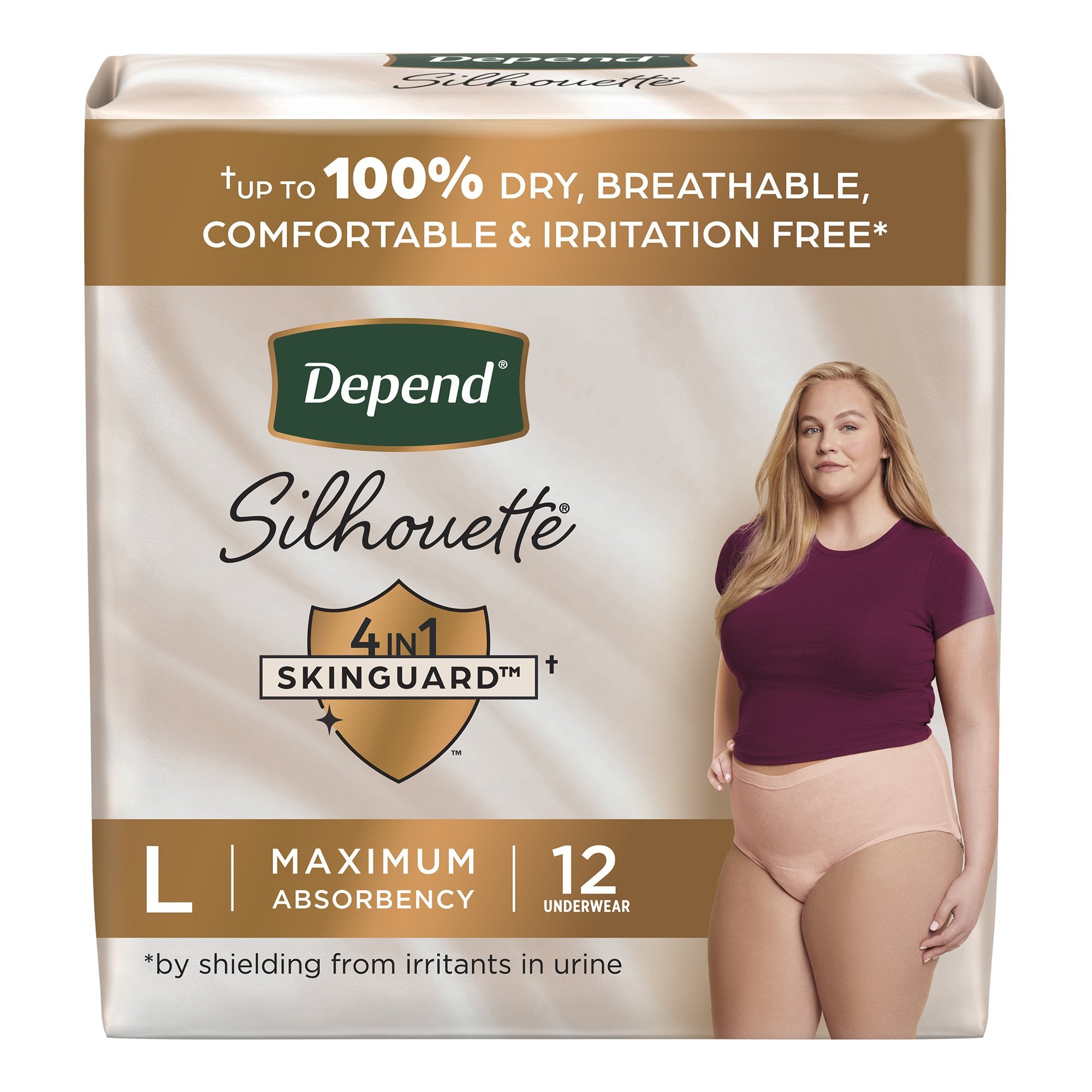 Kimberly Clark - Female Adult Absorbent Underwear Depend® Silhouette® Waistband Style Large Disposable Heavy Absorbency [24/CS] (1246163_CS)