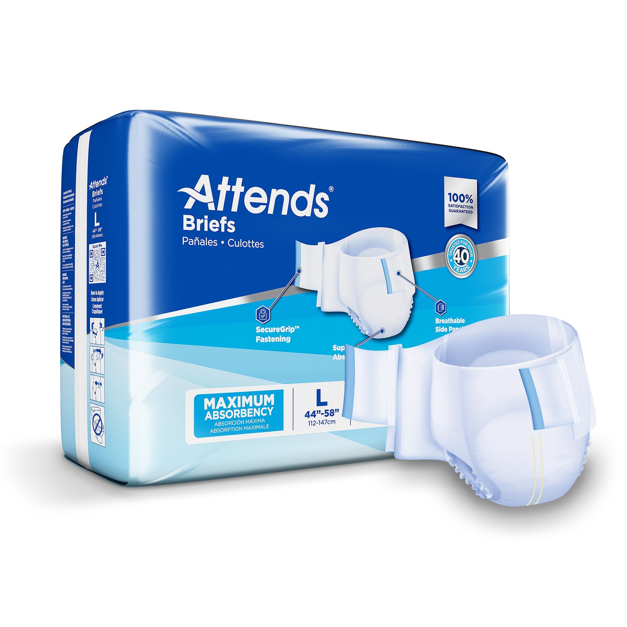 Attends Healthcare Products - Unisex Incontinence Brief Attends® Large Disposable Heavy Absorbency [72/CS]