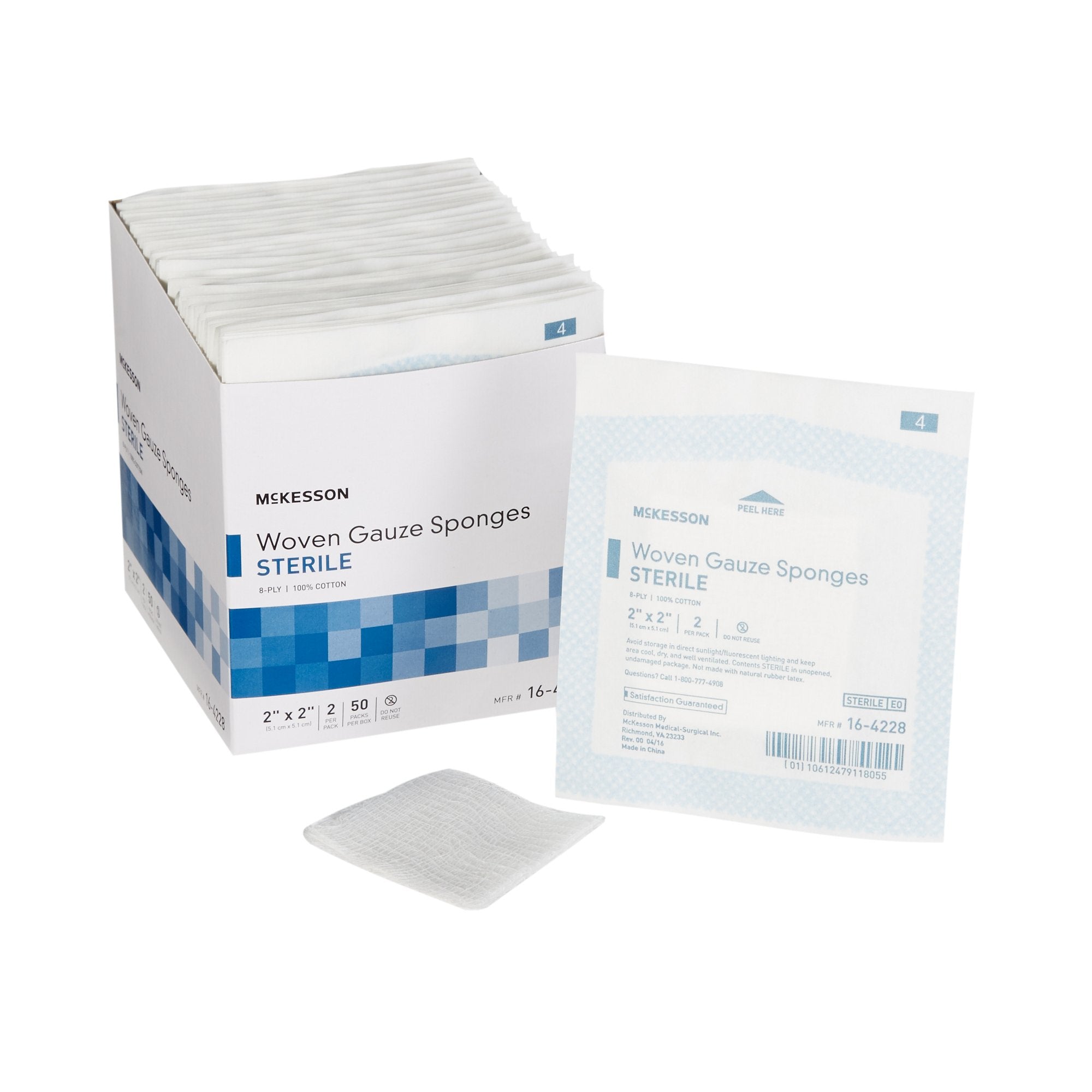 McKesson Brand - Gauze Sponge McKesson 2 X 2 Inch 8-Ply Sterile 2 per Pack [1500/CS] (635942_CS)