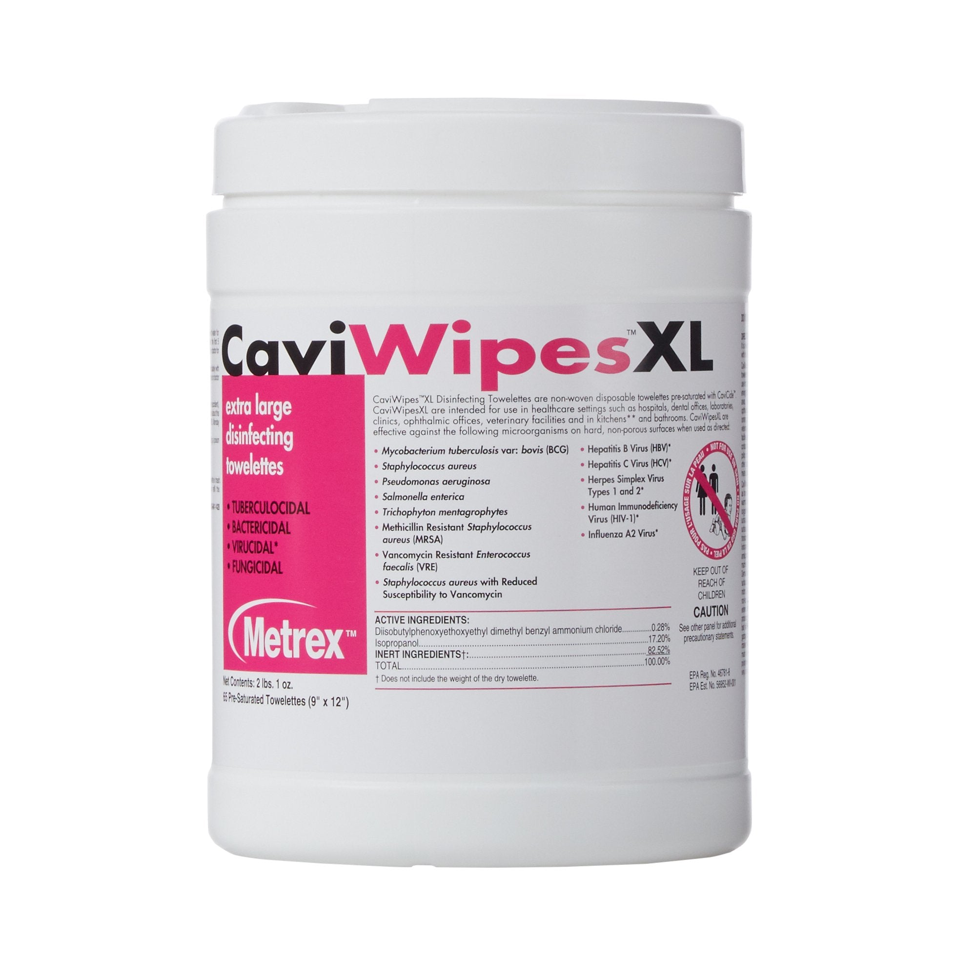 Metrex Research - CaviWipes™ Surface Disinfectant Premoistened Alcohol Based Manual Pull Wipe 66 Count Canister Alcohol Scent NonSterile [12/CS]