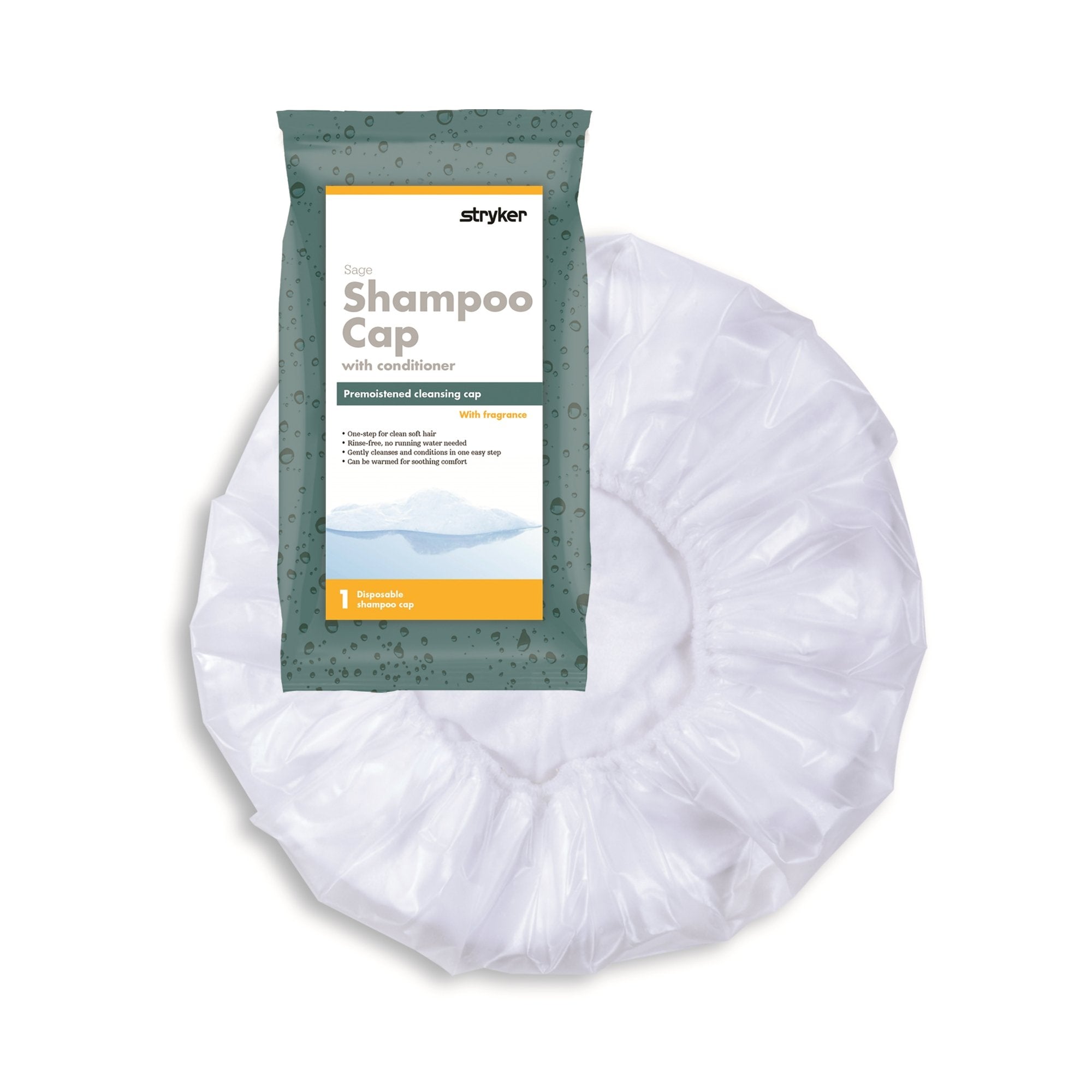 Sage Products - Shampoo Cap Comfort® 1 per Pack Individual Packet Powder Scent [40/CS]