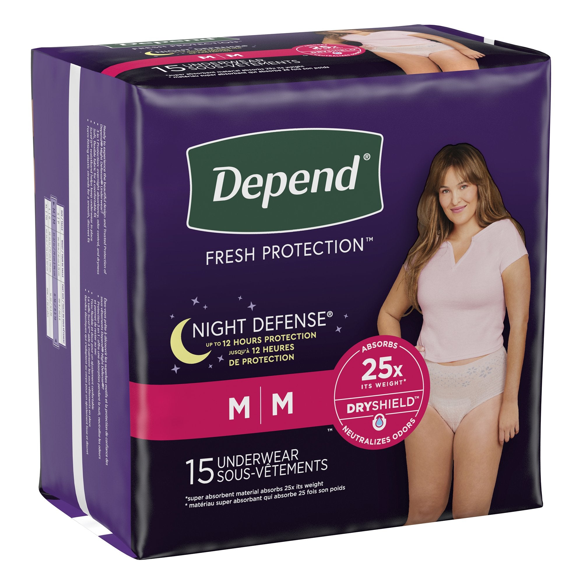 Kimberly Clark - Female Adult Absorbent Underwear Depend® Night Defense® Waistband Style Medium Disposable Heavy Absorbency [60/CS]