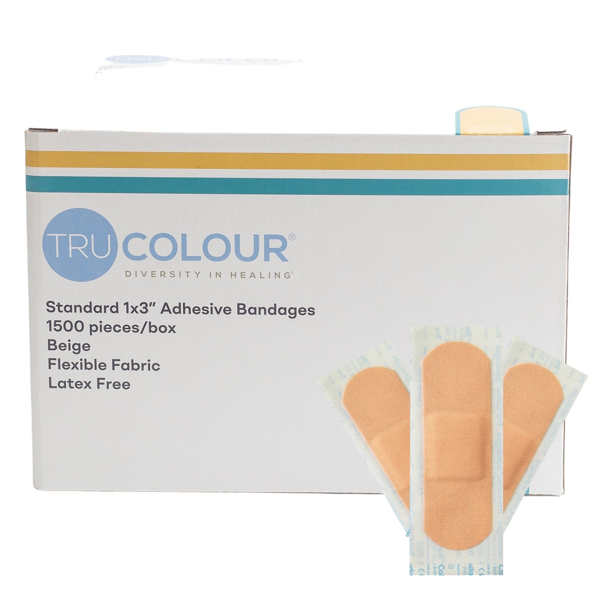 Tru-Colour Products LLC - Adhesive Strip Tru-Colour® 1 X 3 Inch Fabric Rectangle Beige Sterile [6000/CS]