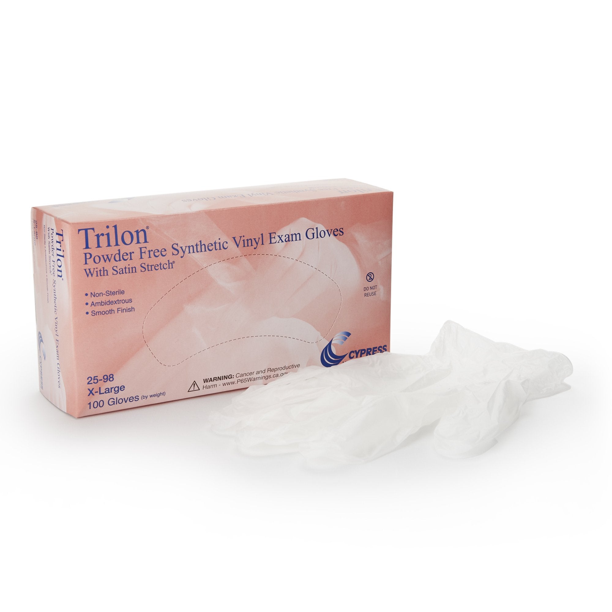 McKesson Brand - Exam Glove Trilon® X-Large NonSterile Vinyl Standard Cuff Length Smooth Clear Not Rated WITH PROP. 65 WARNING [1000/CS]