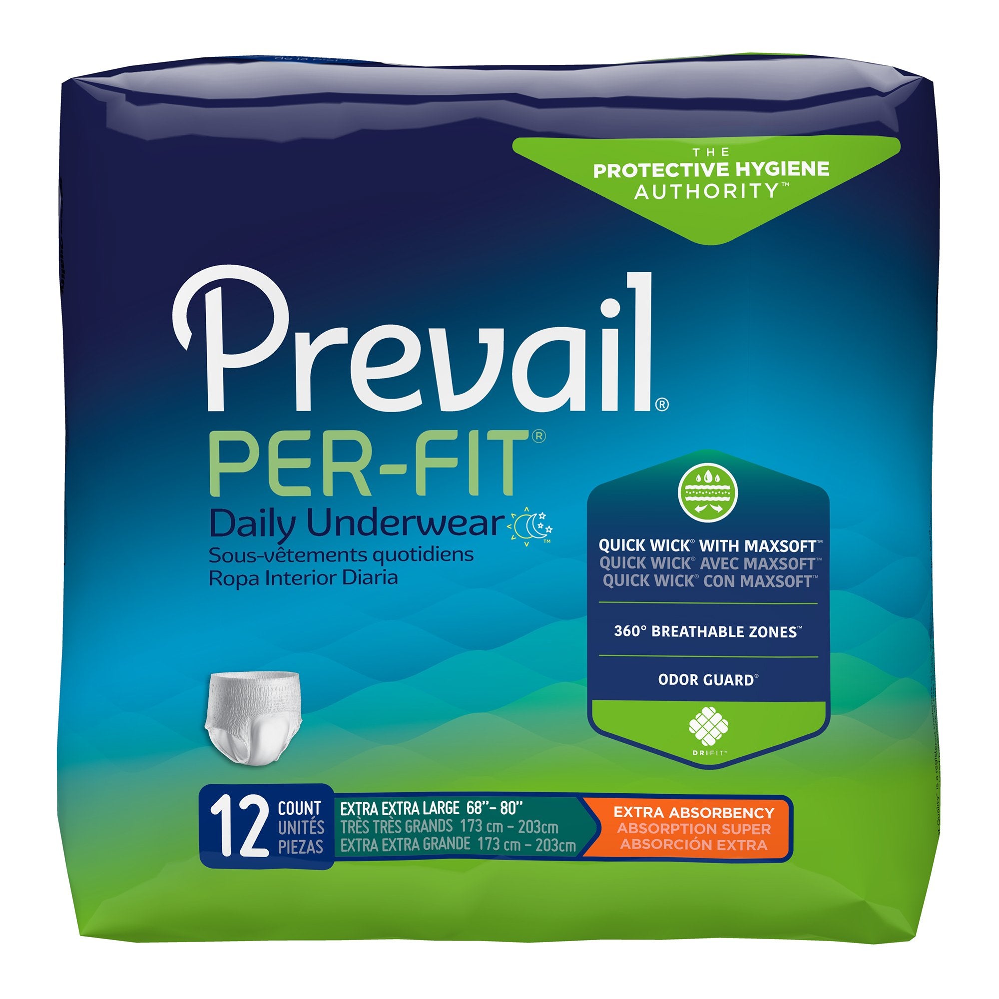 First Quality - Unisex Adult Absorbent Underwear Prevail® Per-Fit® Extra Pull On with Tear Away Seams 2X-Large Disposable Heavy Absorbency [48/CS]