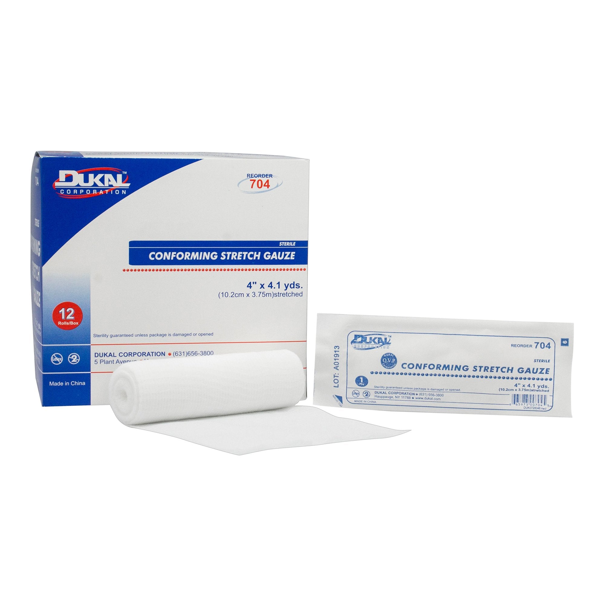 Dukal - Conforming Bandage Dukal™ 4 Inch X 4-1/10 Yard 1-Ply Sterile 1 per Pack [96/CS]