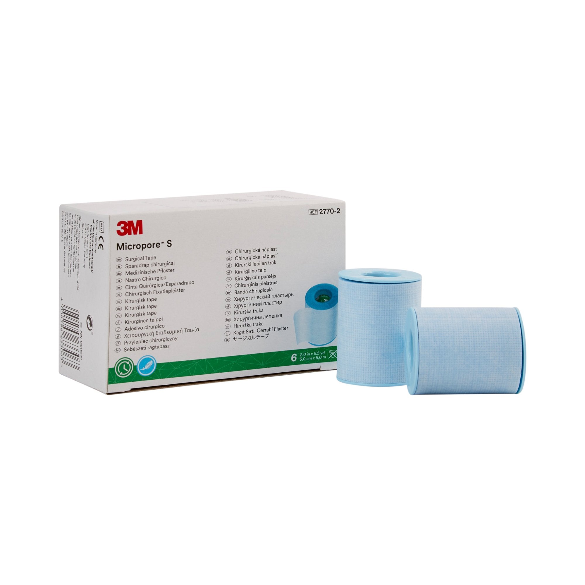 Solventum Corporation - Medical Tape 3M™ Micropore™ S Blue 2 Inch X 5-1/2 Yard Silicone NonSterile [60/CS]