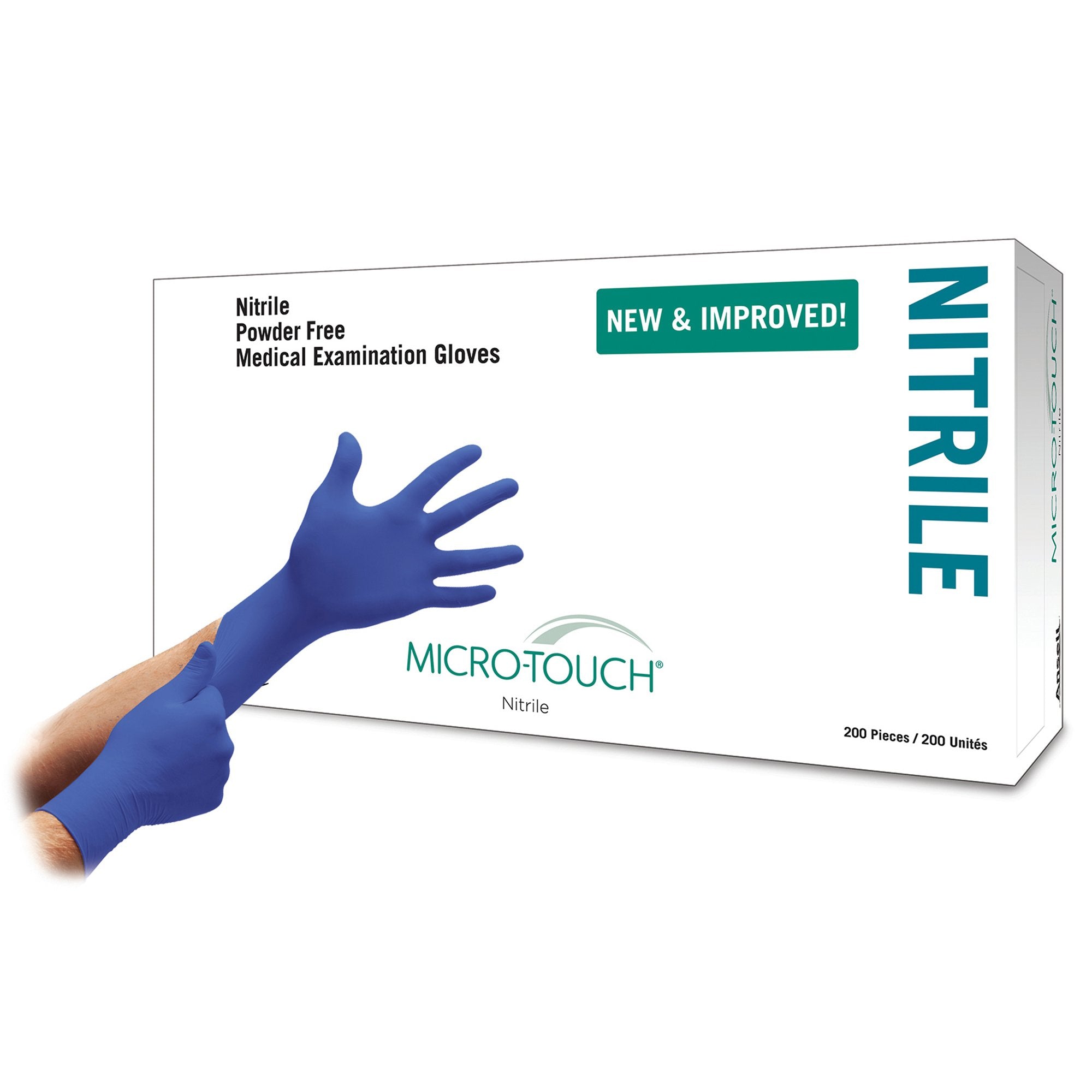 Ansell - Exam Glove Micro-Touch® Nitrile Large NonSterile Nitrile Standard Cuff Length Textured Fingertips Blue Chemo Tested [10/CS]