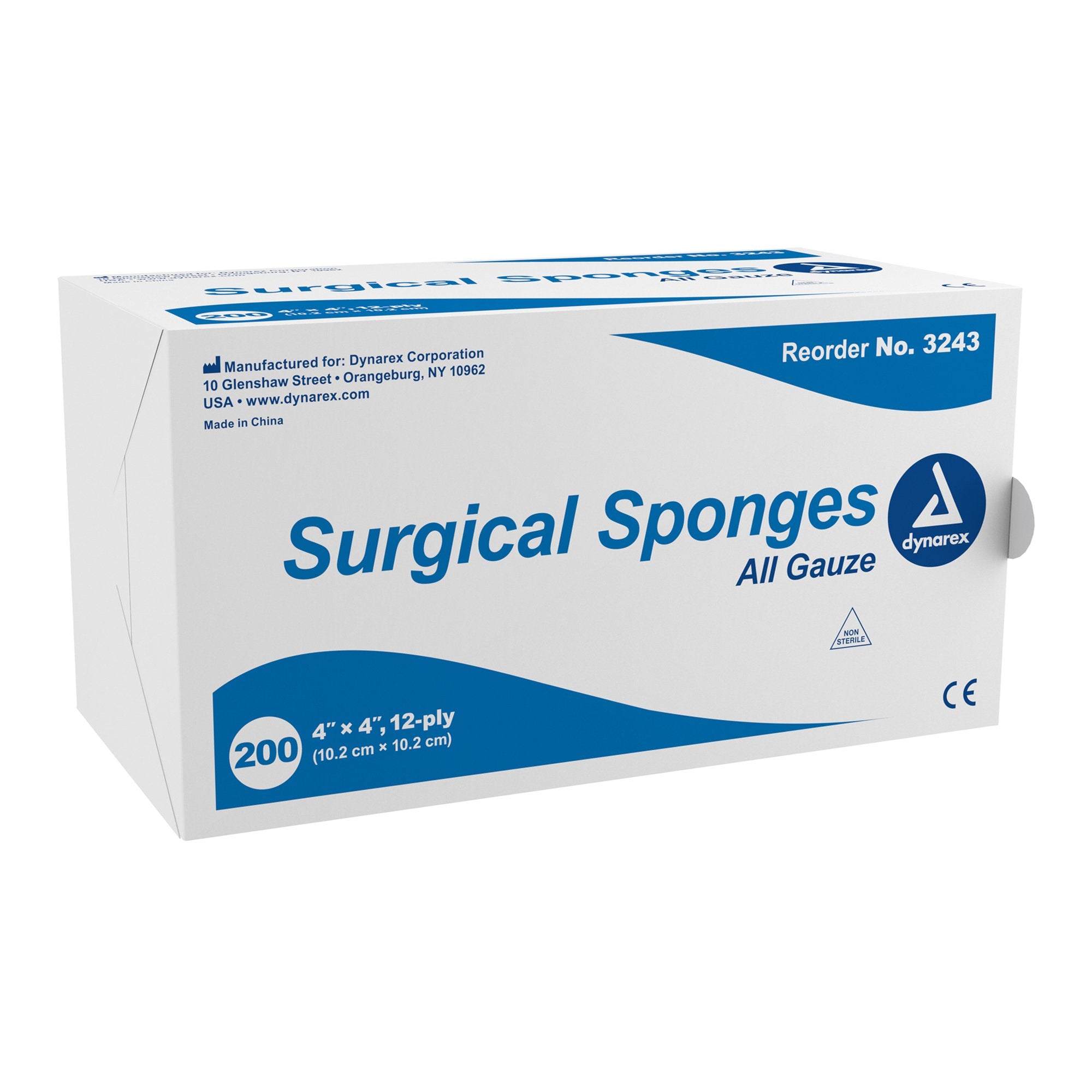 Dynarex - Gauze Sponge Dynarex® 4 X 4 Inch 12-Ply NonSterile 200 per Pack [10/CS]