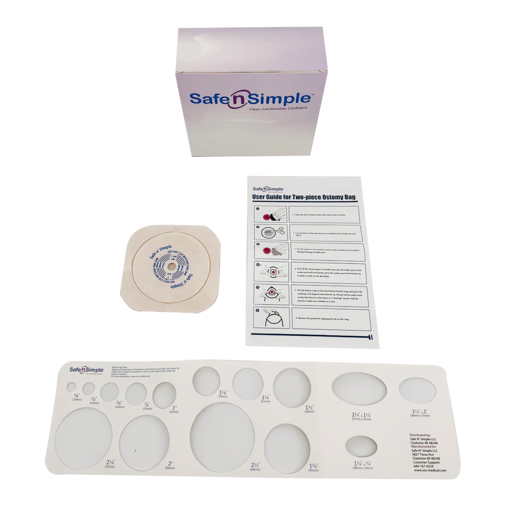 Safe N Simple - Ostomy Barrier Safe n Simple™ Trim to Fit, Standard Wear Flexible Tape 45 mm Flange Up to 1-1/4 Inch Opening 4-1/2 X 4-1/2 Inch [80/CS]