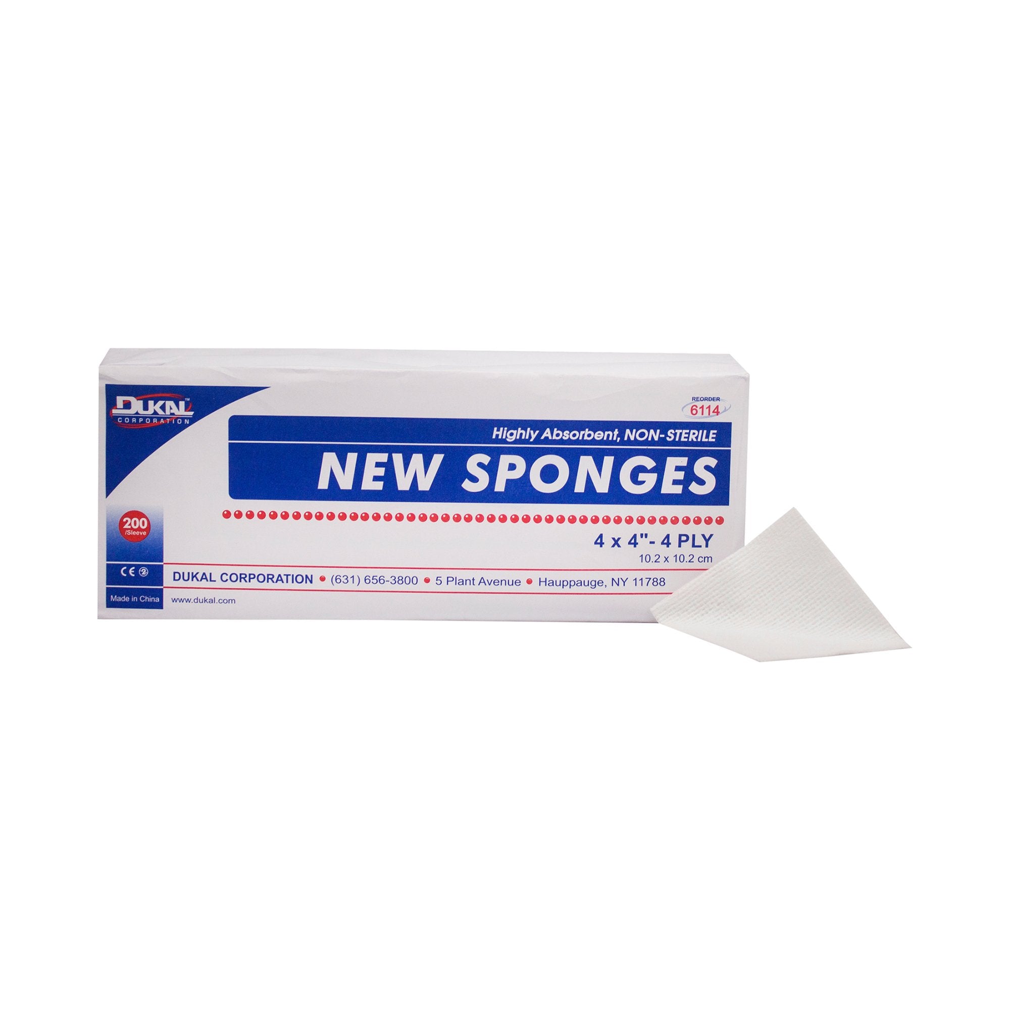 Dukal - Nonwoven Sponge Dukal™ 4 X 4 Inch 4-Ply NonSterile 200 per Pack [10/CS]