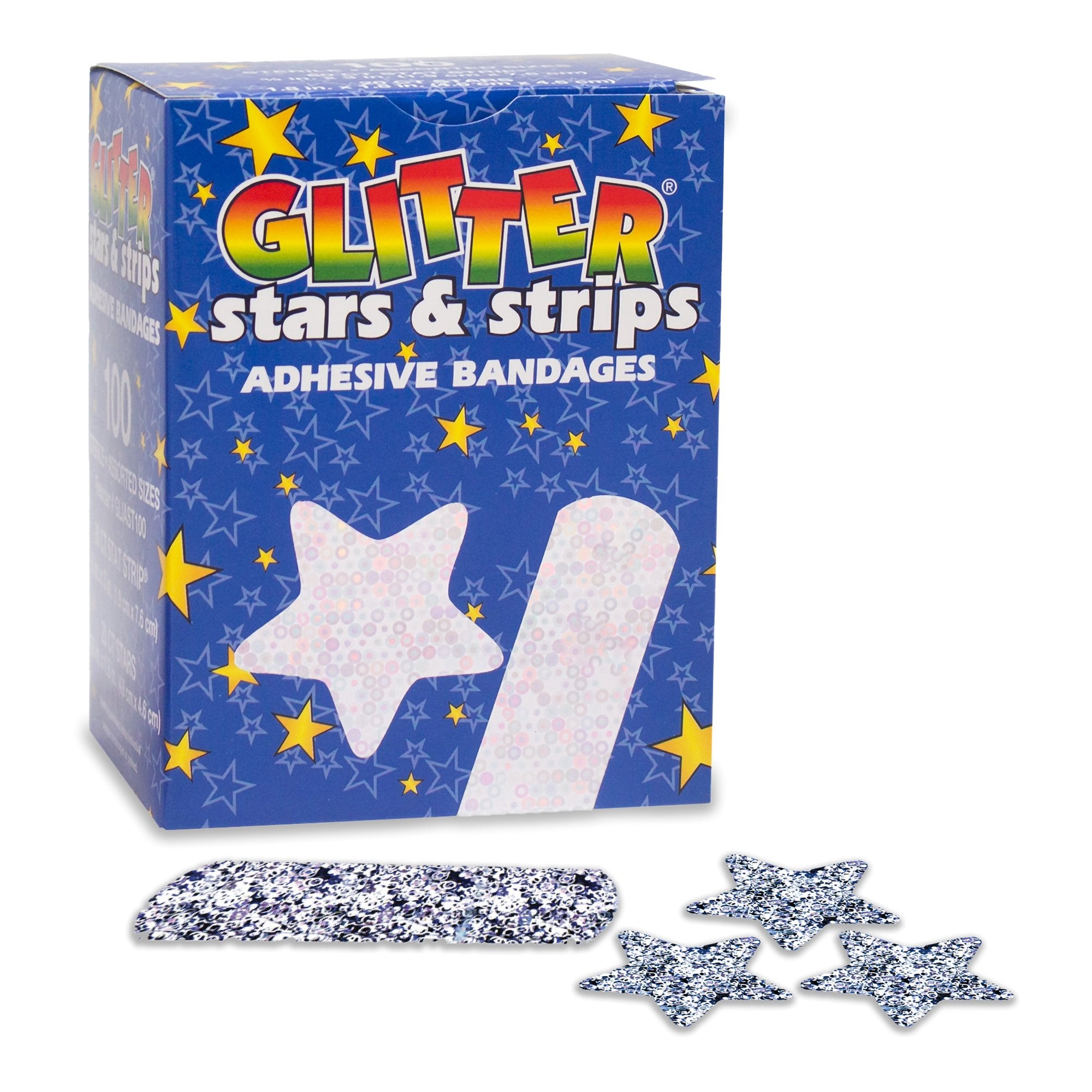 Dukal - Adhesive Strip Glitter™ Stat Strip® 3/4 X 3 Inch Plastic Rectangle Kid Design (Glitter Stars and Stripes) Sterile [1200/CS]