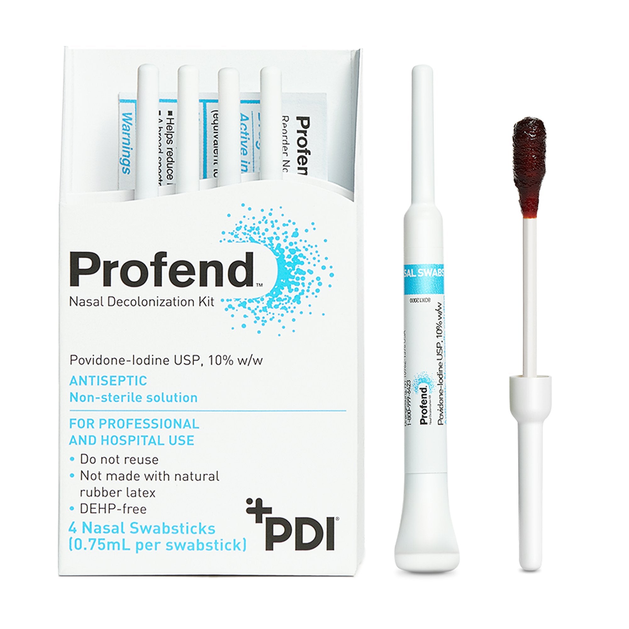 Professional Disposables - Impregnated Nasal Swabstick Kit Profend® Povidone-Iodine NonSterile 4 per Pack [48/CS]