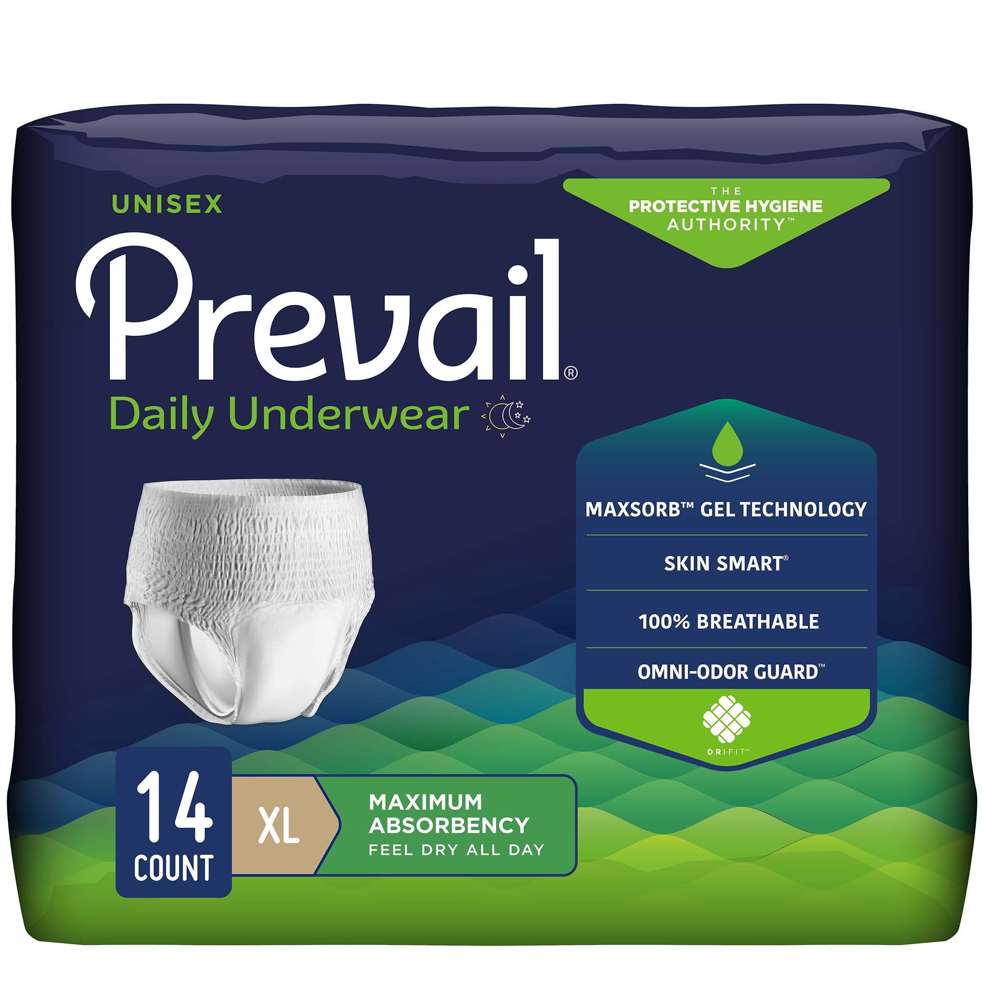 First Quality - Unisex Adult Absorbent Underwear Prevail® Daily Underwear Maximum Pull On with Tear Away Seams X-Large Disposable Heavy Absorbency [4/CS]