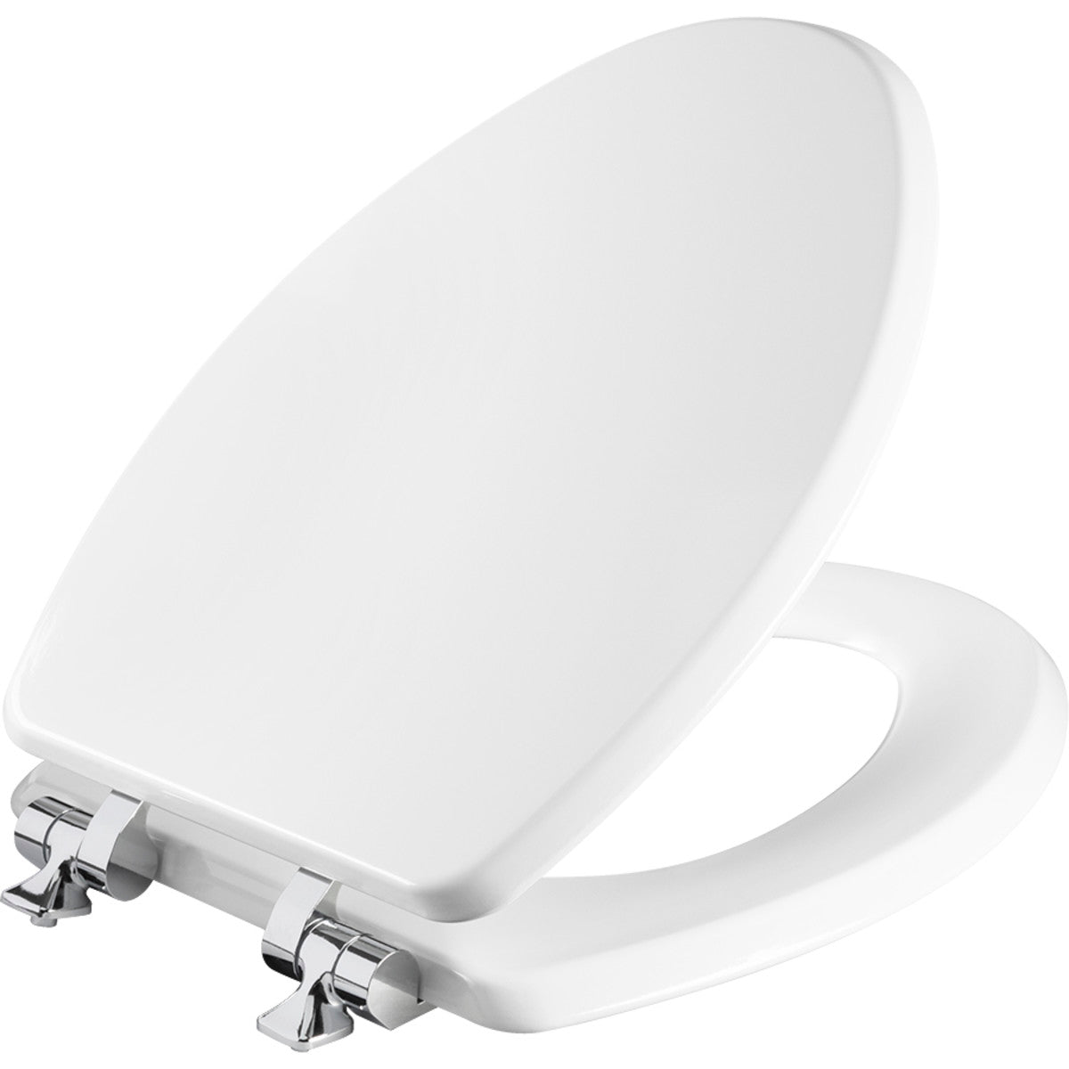 Mayfair Benton® Elongated Enameled Wood Toilet Seat in White with STA-TITE® Seat Fastening System® and Whisper•Close® Chrome Hinge