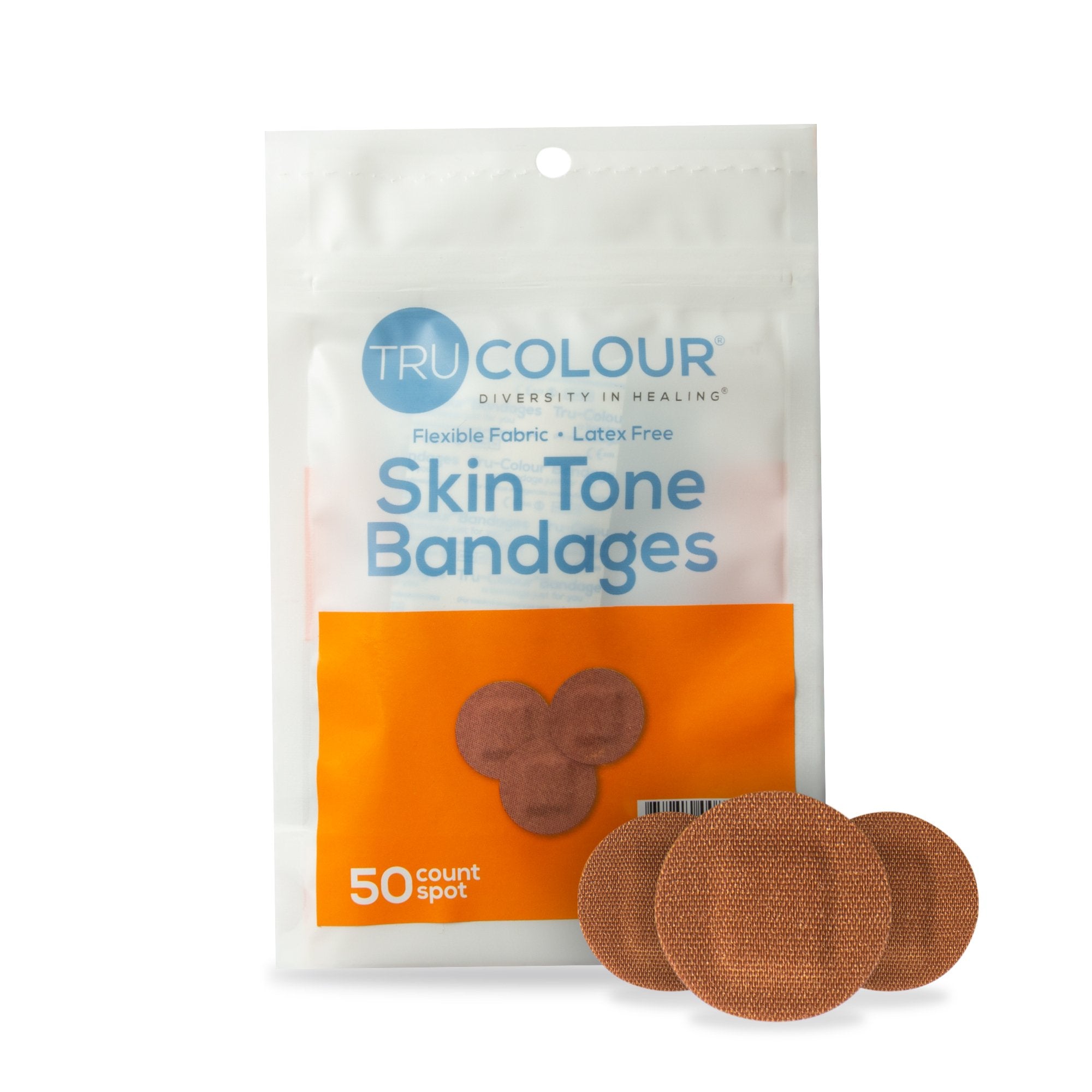 Tru-Colour Products LLC - Waterproof Adhesive Strip Tru-Colour® Fabric Spot s/b Round Brown Sterile [2500/CS]