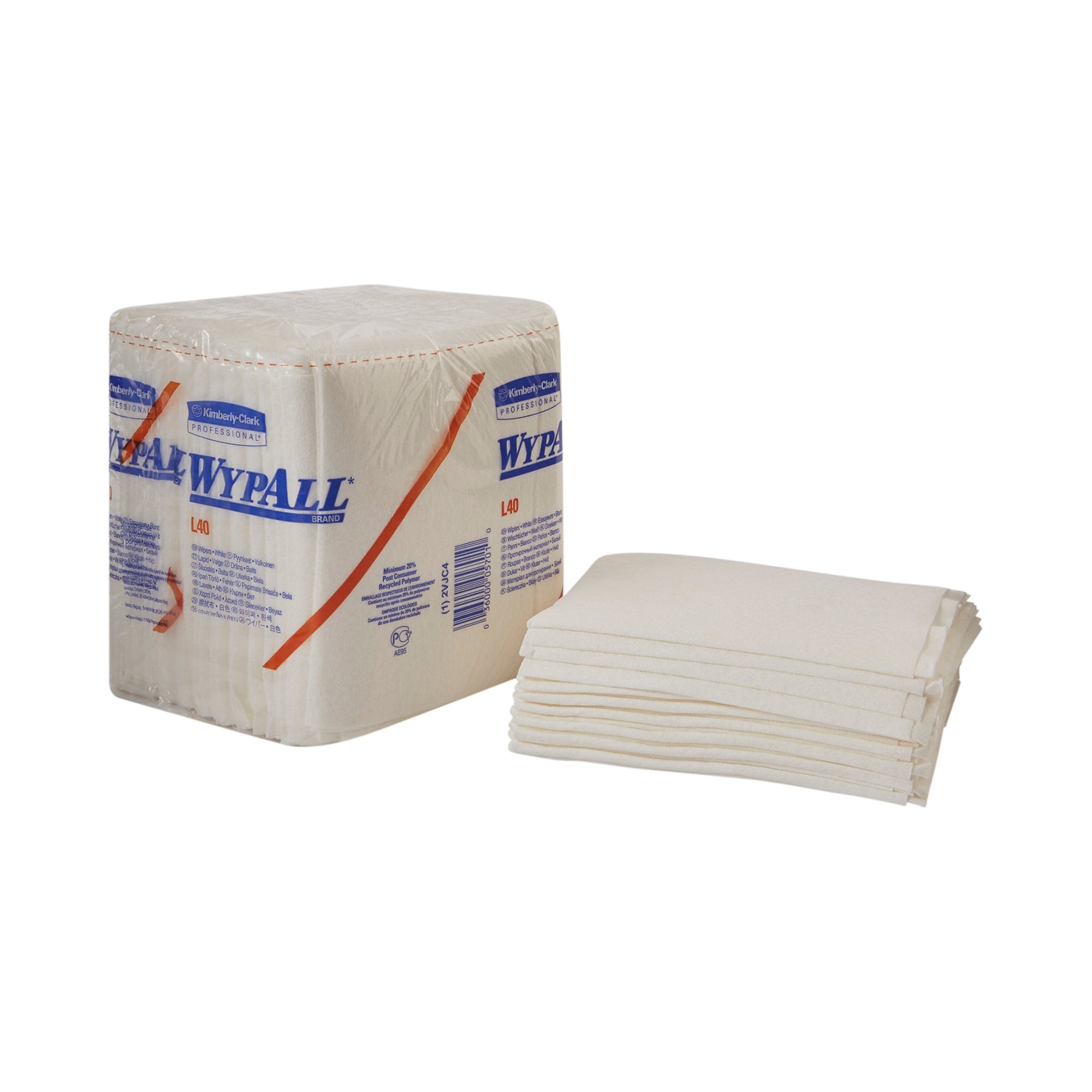 Kimberly Clark - Task Wipe WypAll® L40 Light Duty White NonSterile Double Re-Creped 12 X 12-1/2 Inch Disposable [1008/CS]