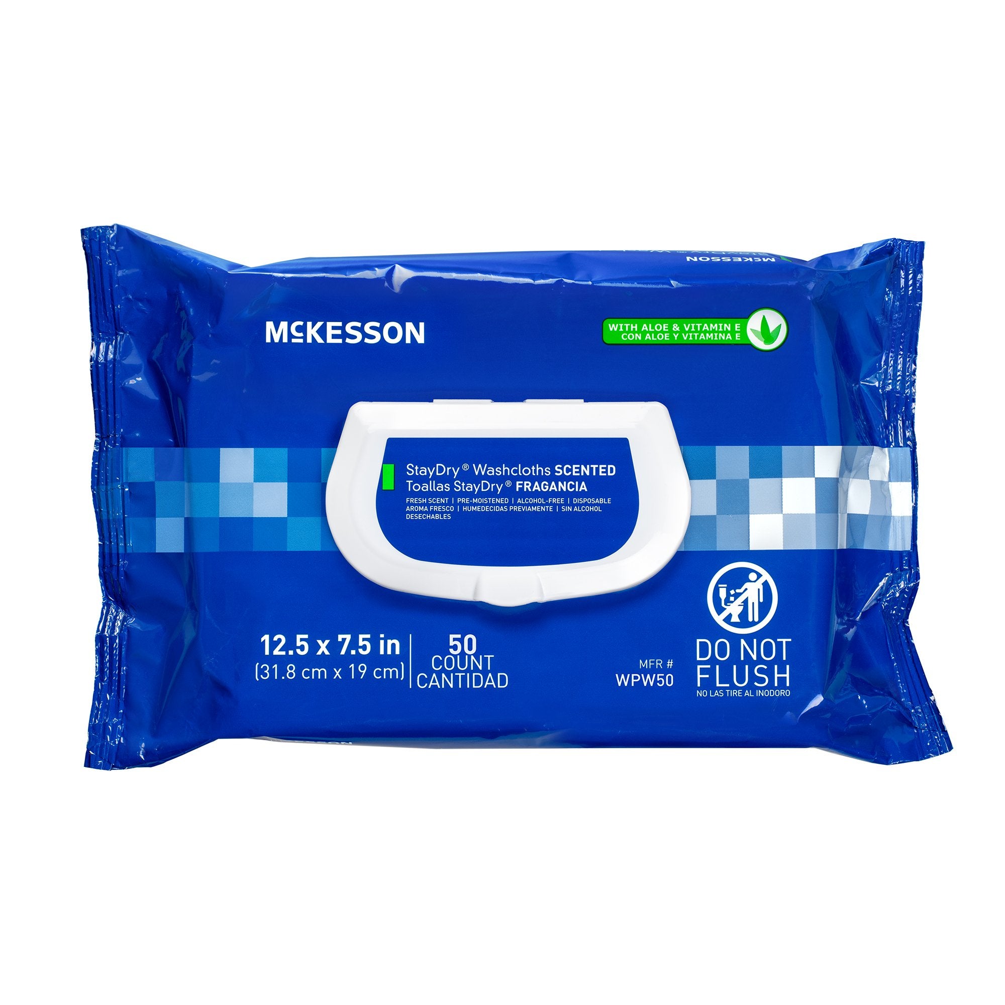 McKesson Brand - Personal Cleansing Wipe StayDry® Soft Pack Scented 50 Count [12/CS]