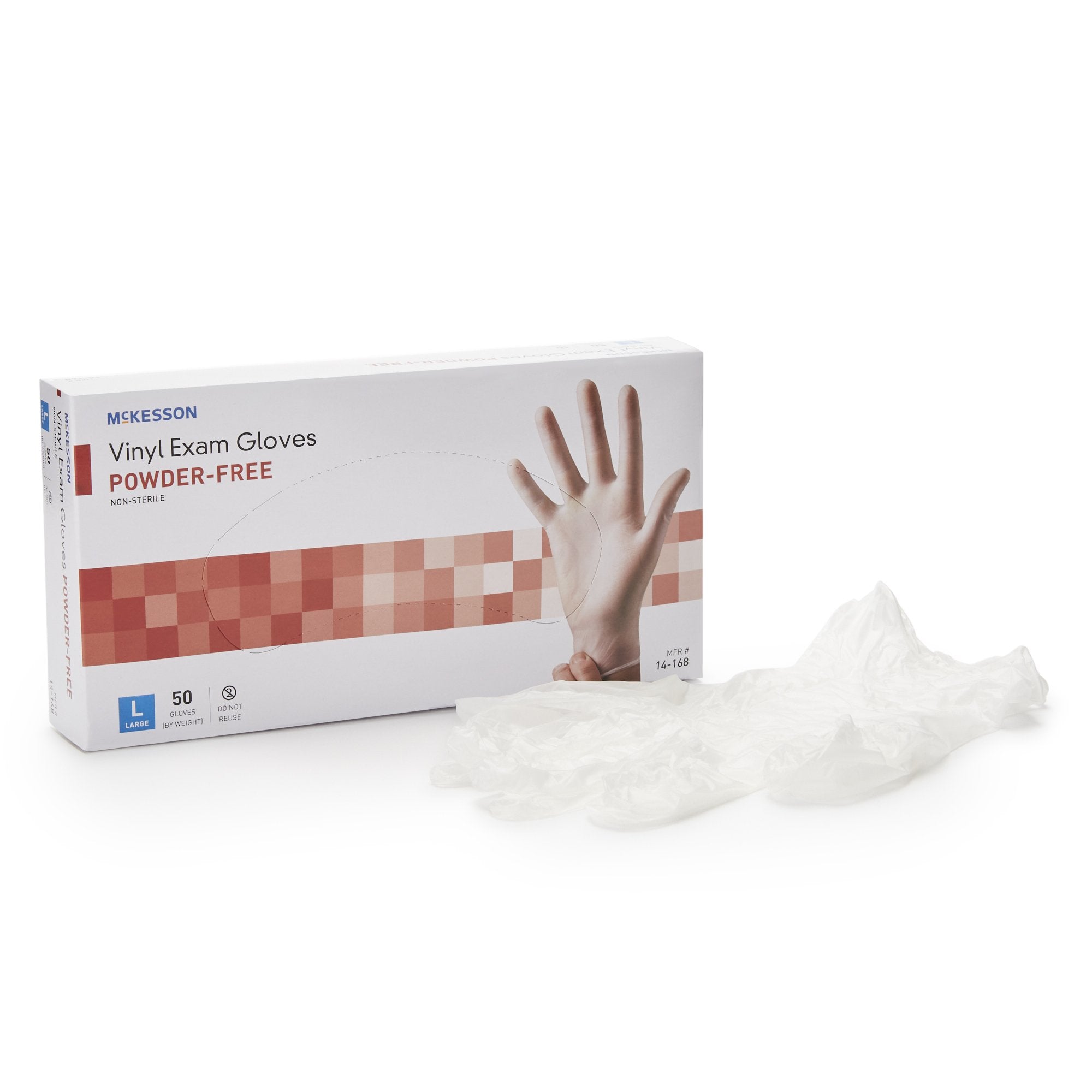 McKesson Brand - Exam Glove McKesson Confiderm® Large NonSterile Vinyl Standard Cuff Length Smooth Clear Not Rated [1000/CS]