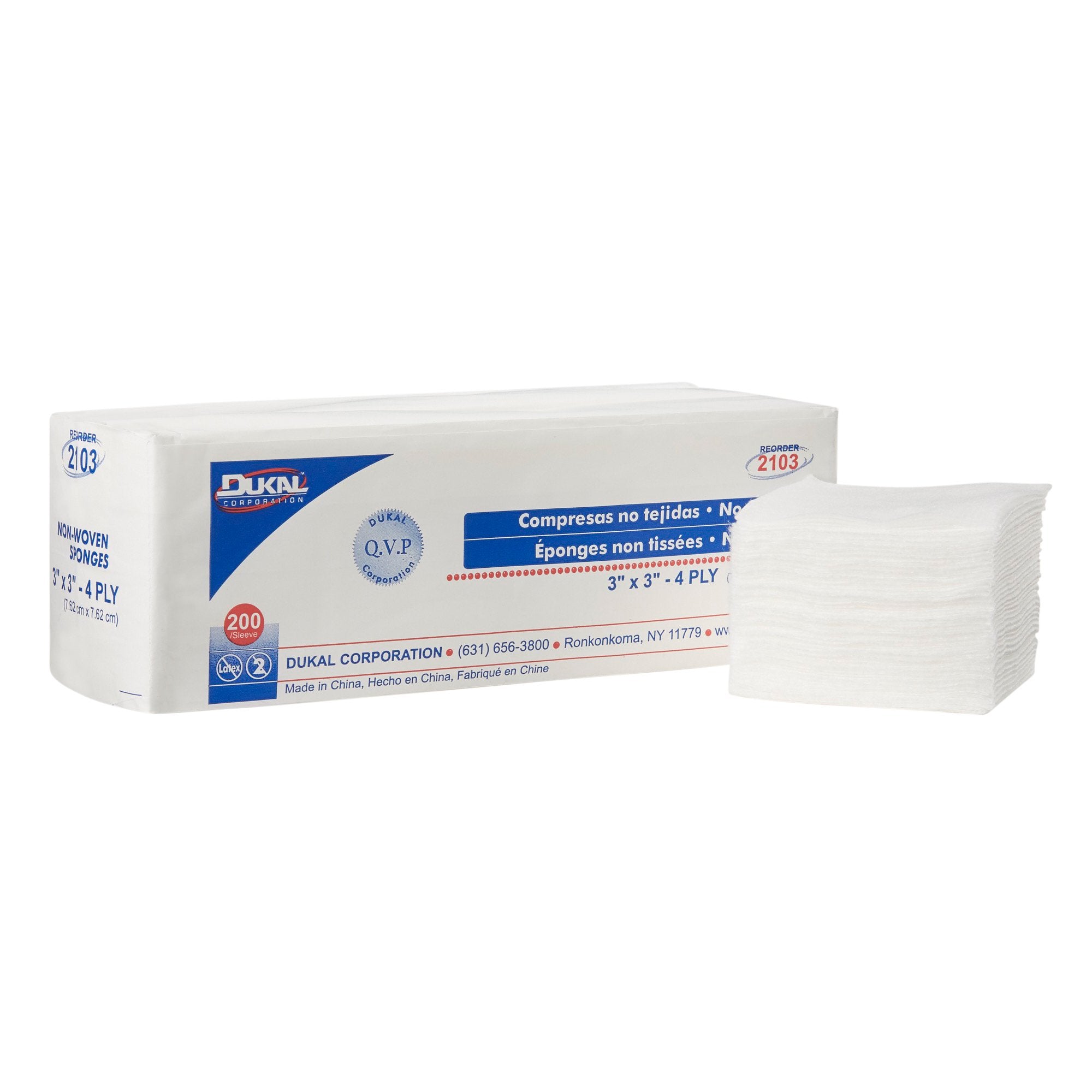 Dukal - Nonwoven Sponge Clinisorb 3 X 3 Inch 4-Ply NonSterile 200 per Pack [4000/CS]