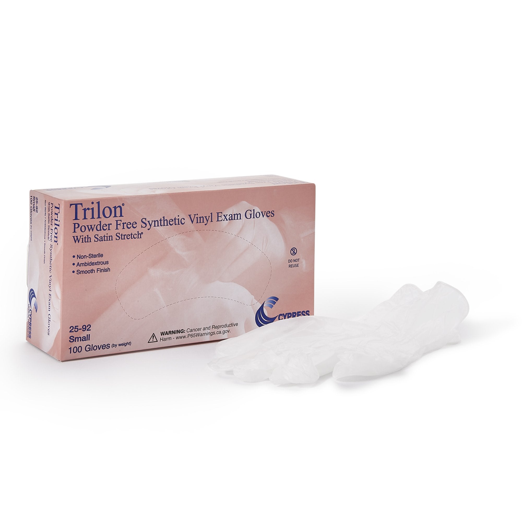 McKesson Brand - Exam Glove Trilon® Small NonSterile Vinyl Standard Cuff Length Smooth Clear Not Rated WITH PROP. 65 WARNING [1000/CS]