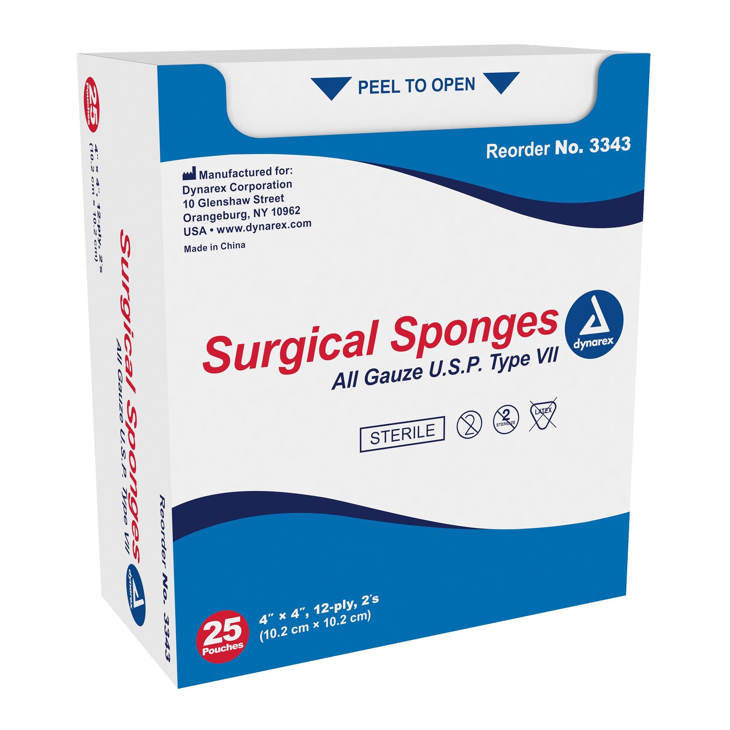 Dynarex - Gauze Sponge Dynarex® 4 X 4 Inch 12-Ply Sterile 2 per Pack [24/CS]