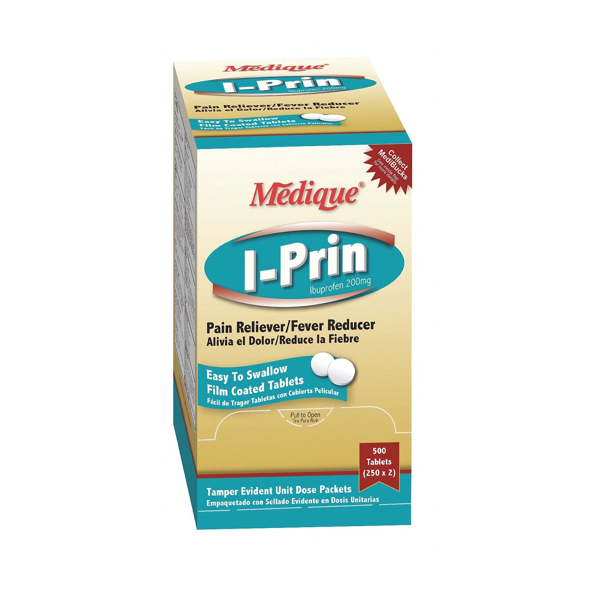 Medique Products - Pain Relief I-Prin 200 mg Strength Ibuprofen Tablet 250 per Box [6000/CS]