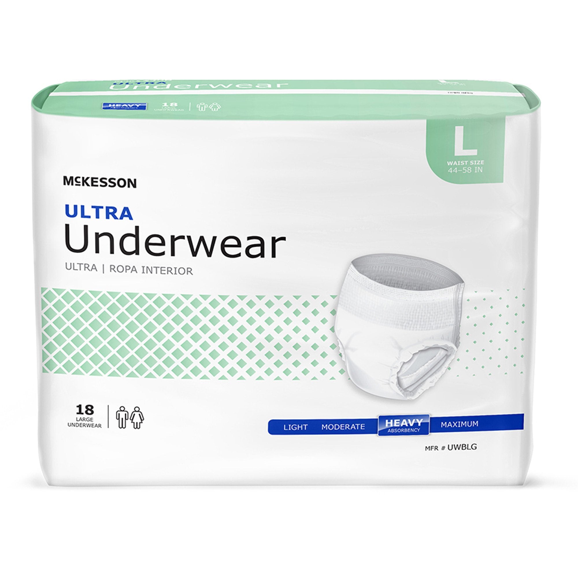 McKesson Brand - Unisex Adult Absorbent Underwear McKesson Ultra Pull On with Tear Away Seams Large Disposable Heavy Absorbency [4/CS]