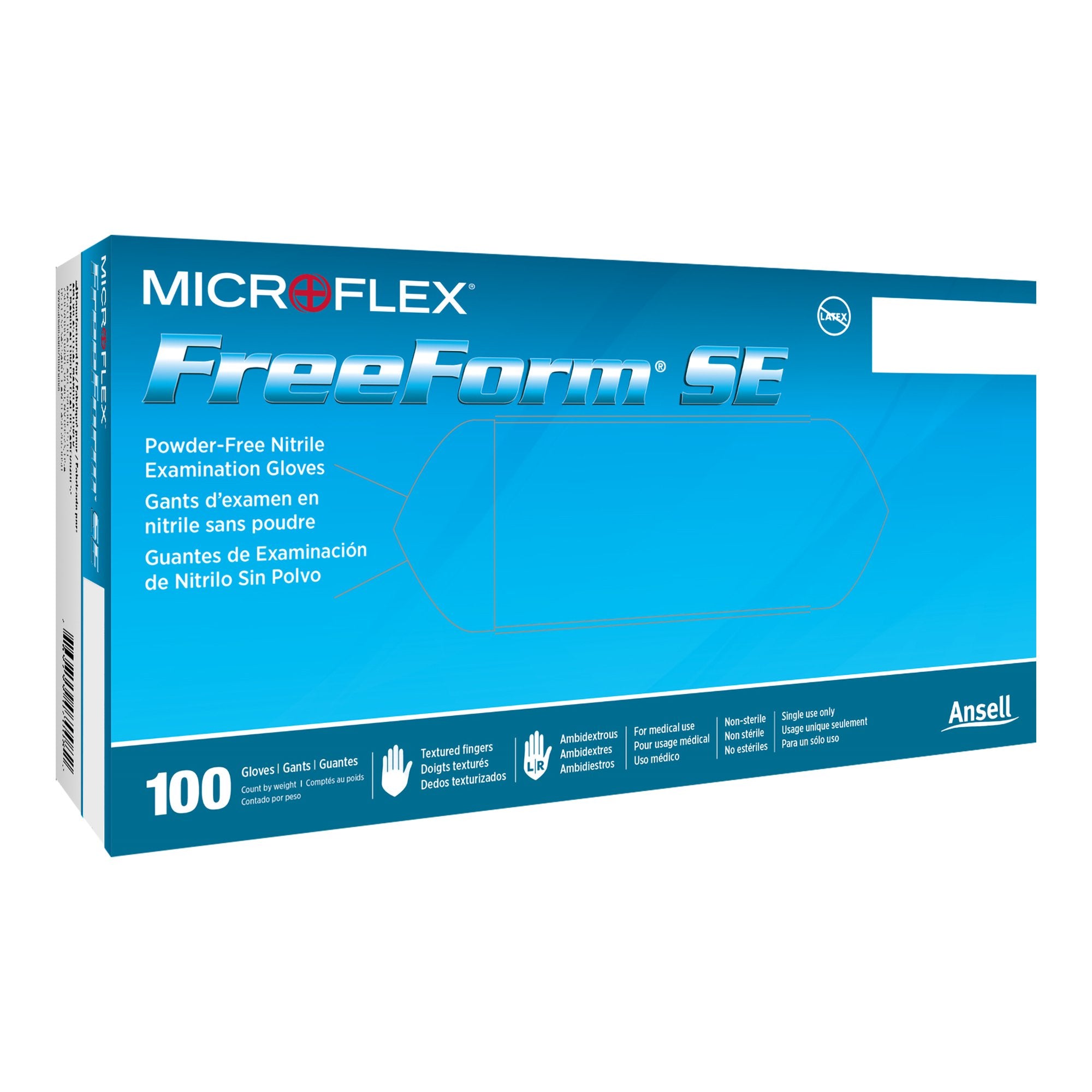 Microflex Medical - Exam Glove FreeForm® SE Medium NonSterile Nitrile Standard Cuff Length Textured Fingertips Blue Not Rated [1000/CS]