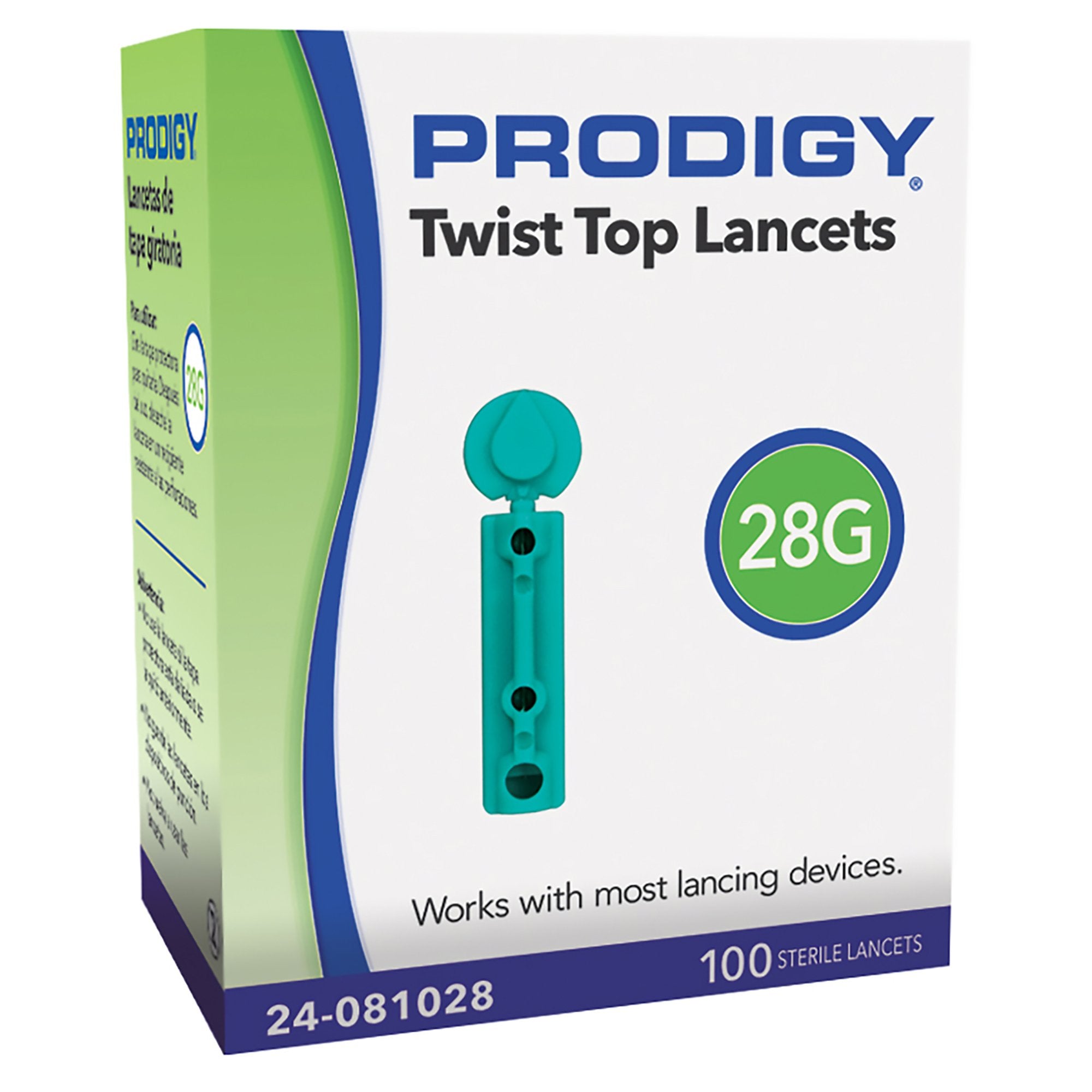 Prodigy Diabetes Care - Lancet for Lancing Device Prodigy 28 Gauge Non-Safety Twist Off Cap Finger [5000/CS]