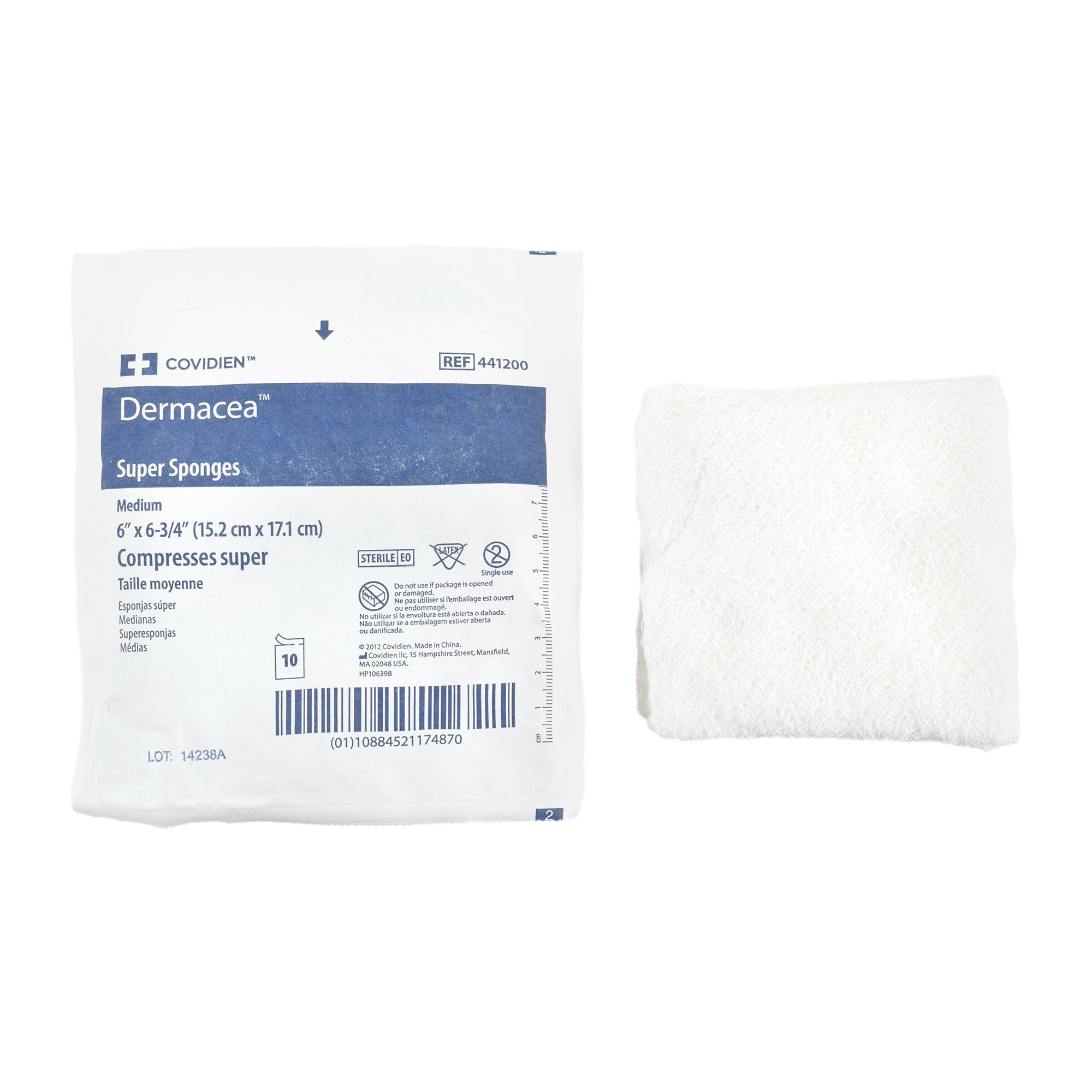 Cardinal - Fluff Dressing Dermacea™ 6 X 6-3/4 Inch 12-Ply Sterile 10 per Pack [48/CS]