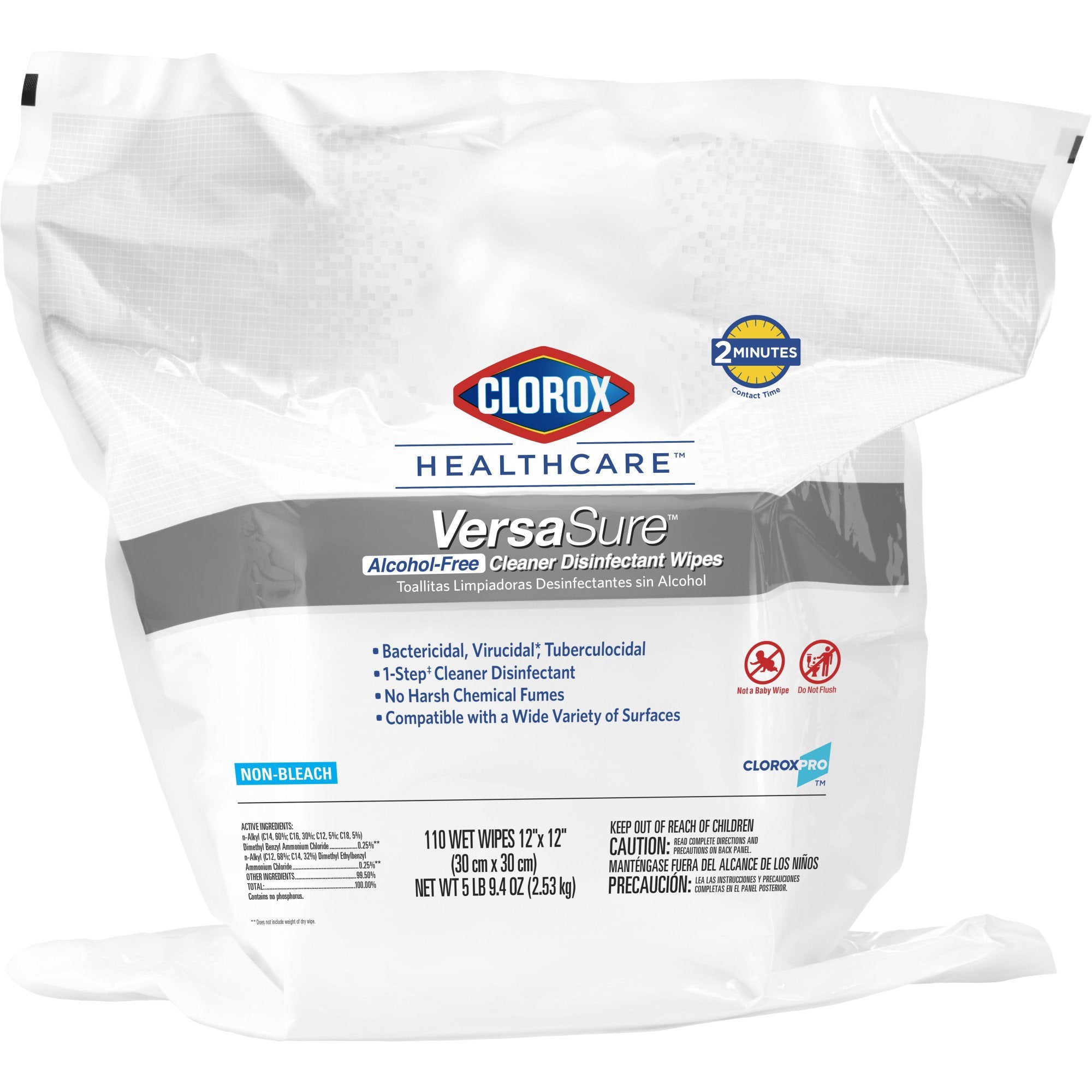 The Clorox Company - Clorox Healthcare® VersaSure™ Surface Disinfectant Cleaner Refill Premoistened Quaternary Based Manual Pull Wipe 110 Count Pouch Scented NonSterile [2/CS]