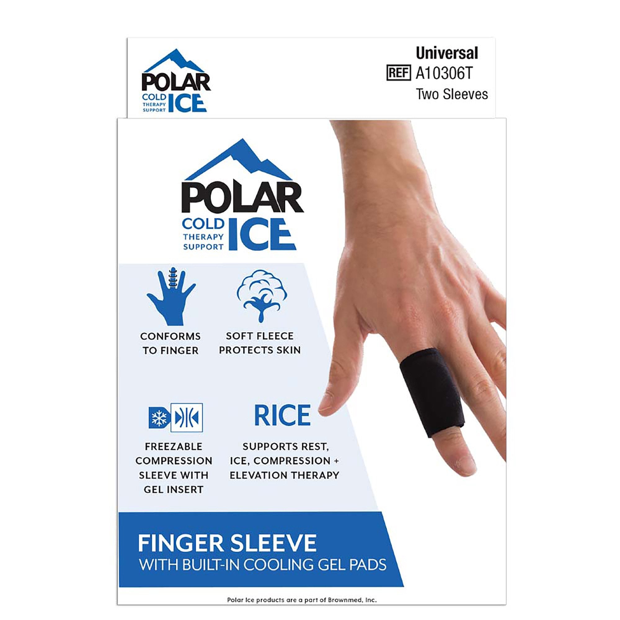 Brownmed - Finger Sleeve with Cooling Pad Polar Ice® Adult One Size Fits Most Pull-On Finger Black [36/CS]