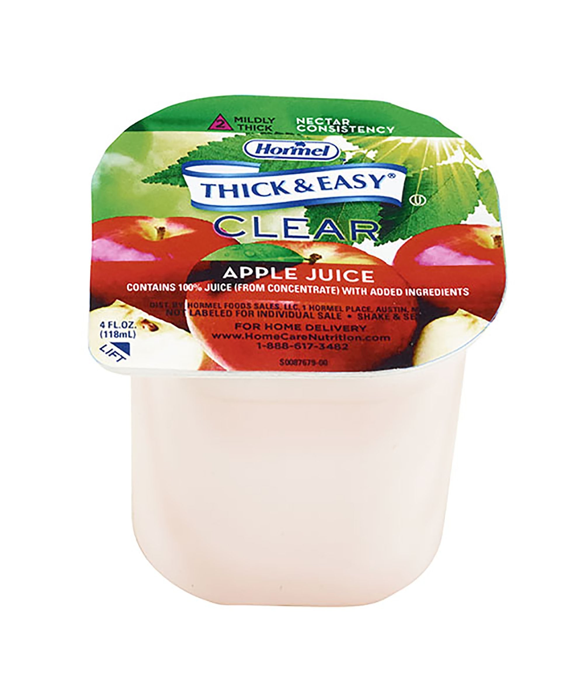 Hormel Food Sales - Thickened Beverage Thick & Easy® 4 oz. Portion Cup Apple Flavor Liquid IDDSI Level 2 Mildly Thick [24/CS]