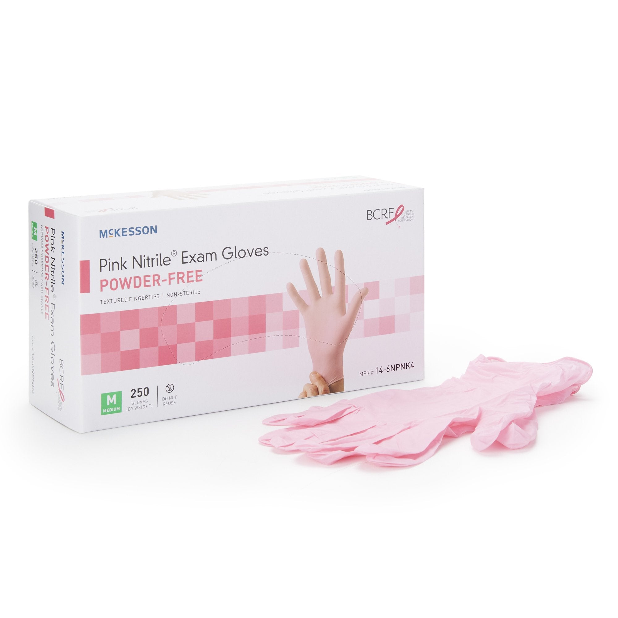 McKesson Brand - Exam Glove McKesson Pink Nitrile® Medium NonSterile Nitrile Standard Cuff Length Textured Fingertips Pink Not Rated [2500/CS]