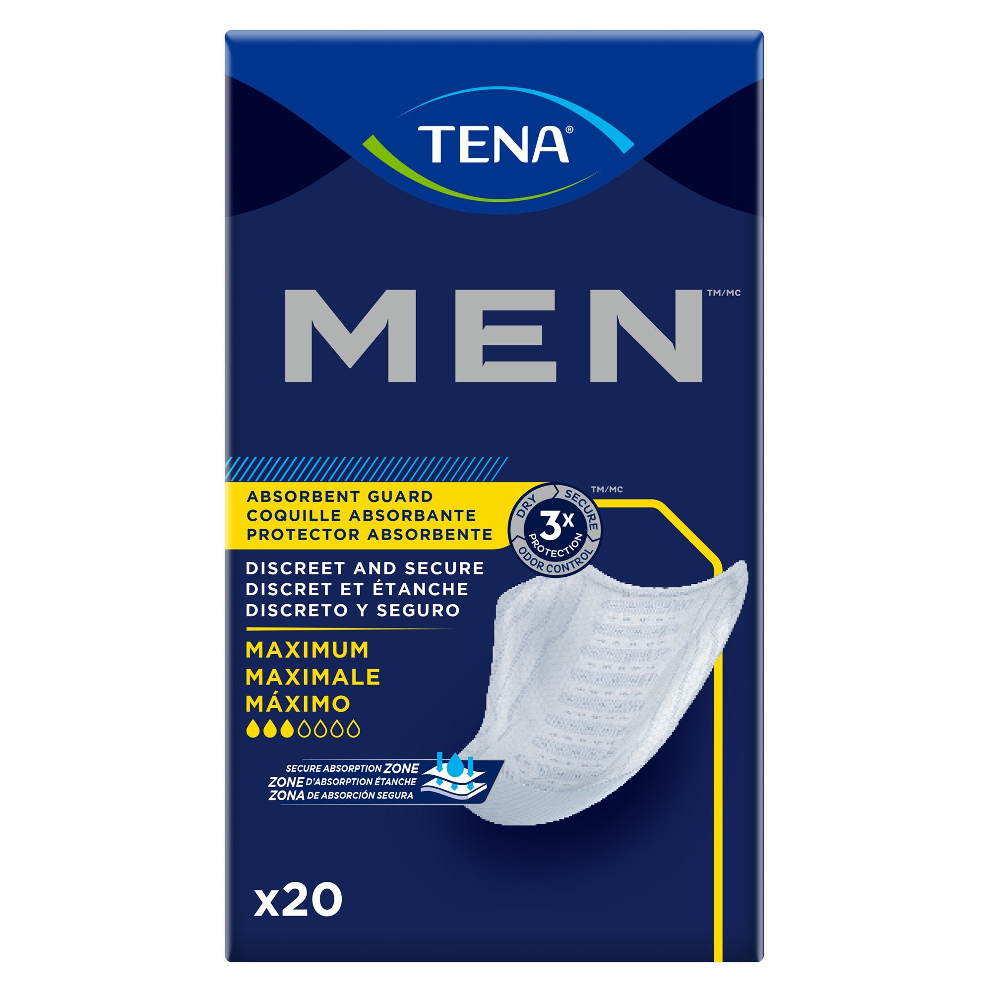 Essity HMS North America Inc - Bladder Control Pad TENA® Men™ Maximum 8 Inch Length Heavy Absorbency Dry-Fast Core™ One Size Fits Most [120/CS]