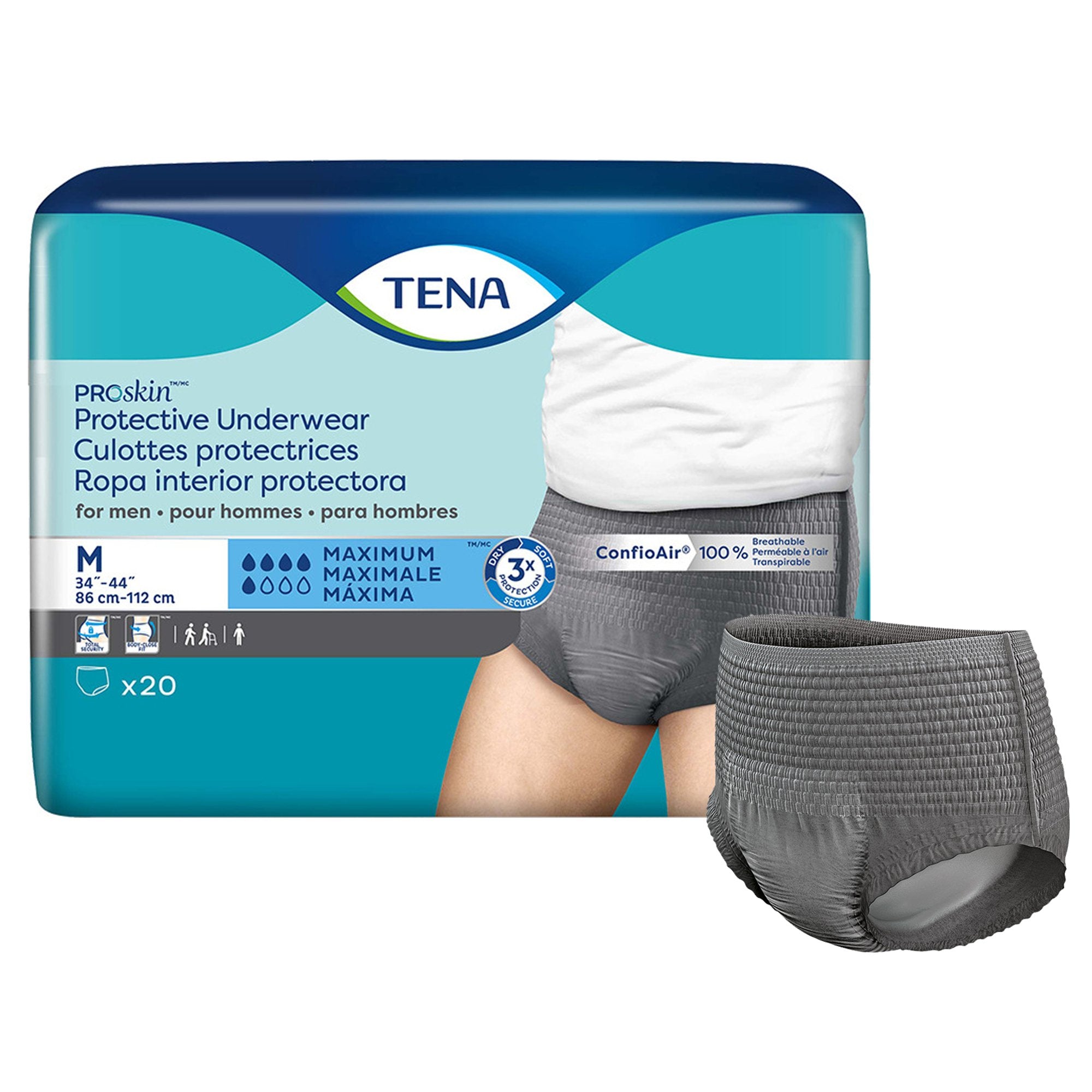 Essity HMS North America Inc - Male Adult Absorbent Underwear TENA® ProSkin™ Pull On with Tear Away Seams Medium Disposable Moderate Absorbency [80/CS]