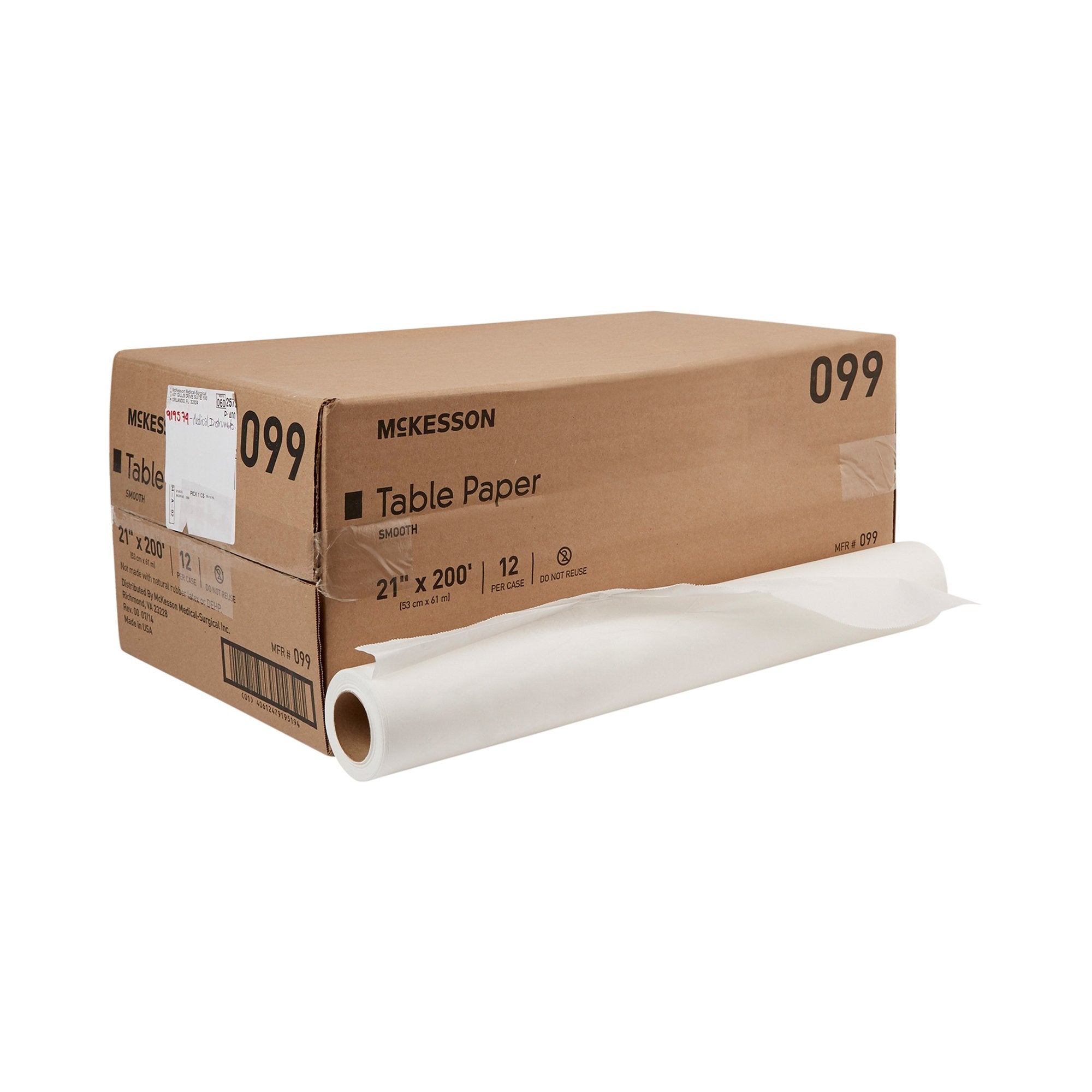 McKesson Brand - Table Paper McKesson 21 Inch Width 200 Foot Length White Smooth [12/CS]