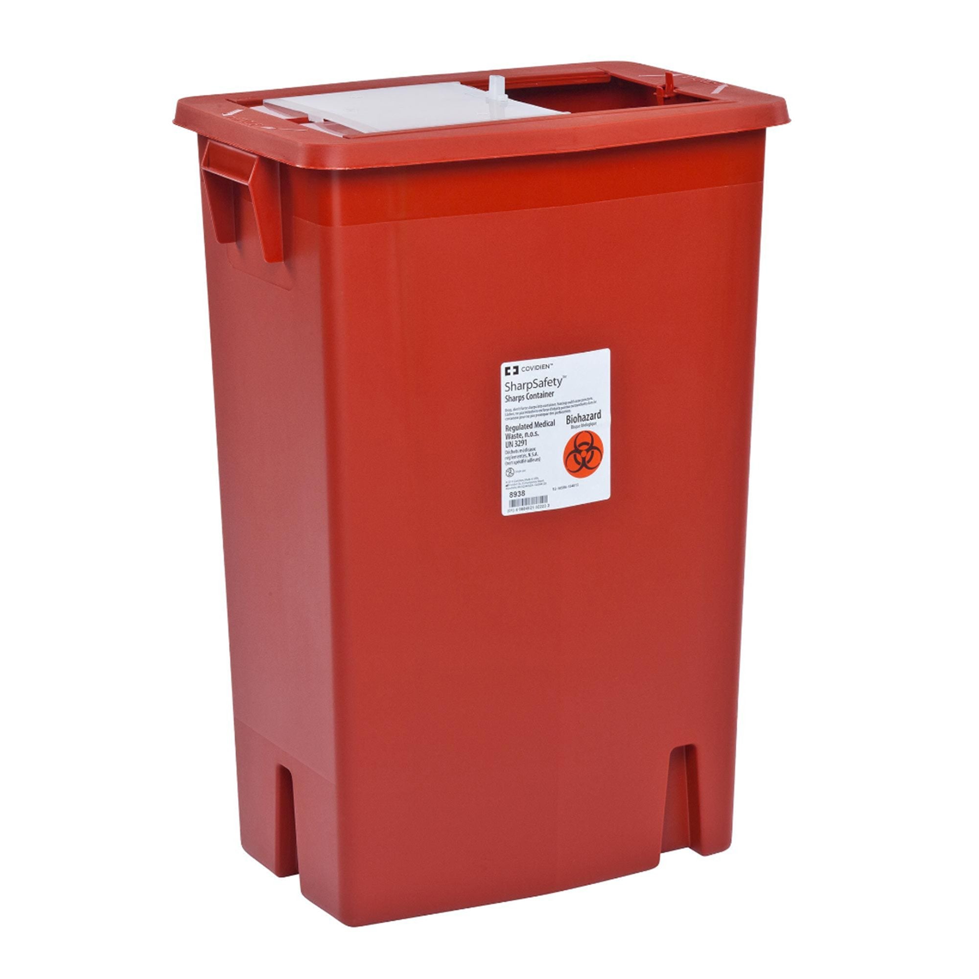 Cardinal - Sharps Container SharpSafety™ Red Base 26 H X 18-1/4 W X 12-3/4 D Inch Vertical Entry 18 Gallon [5/CS]