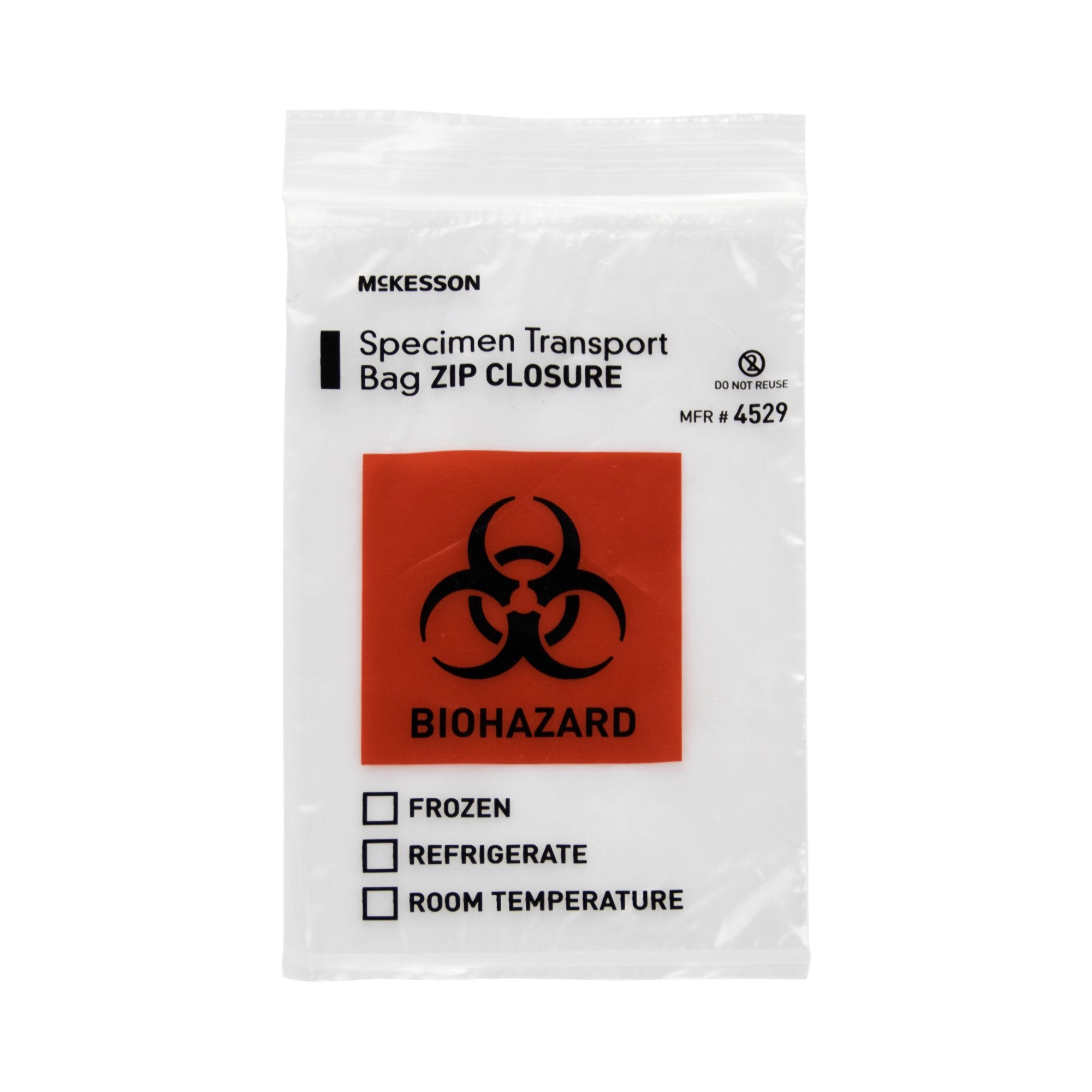 McKesson Brand - Specimen Transport Bag McKesson 6 X 9 Inch Zip Closure Biohazard Symbol / Storage Instructions NonSterile [1000/CS]