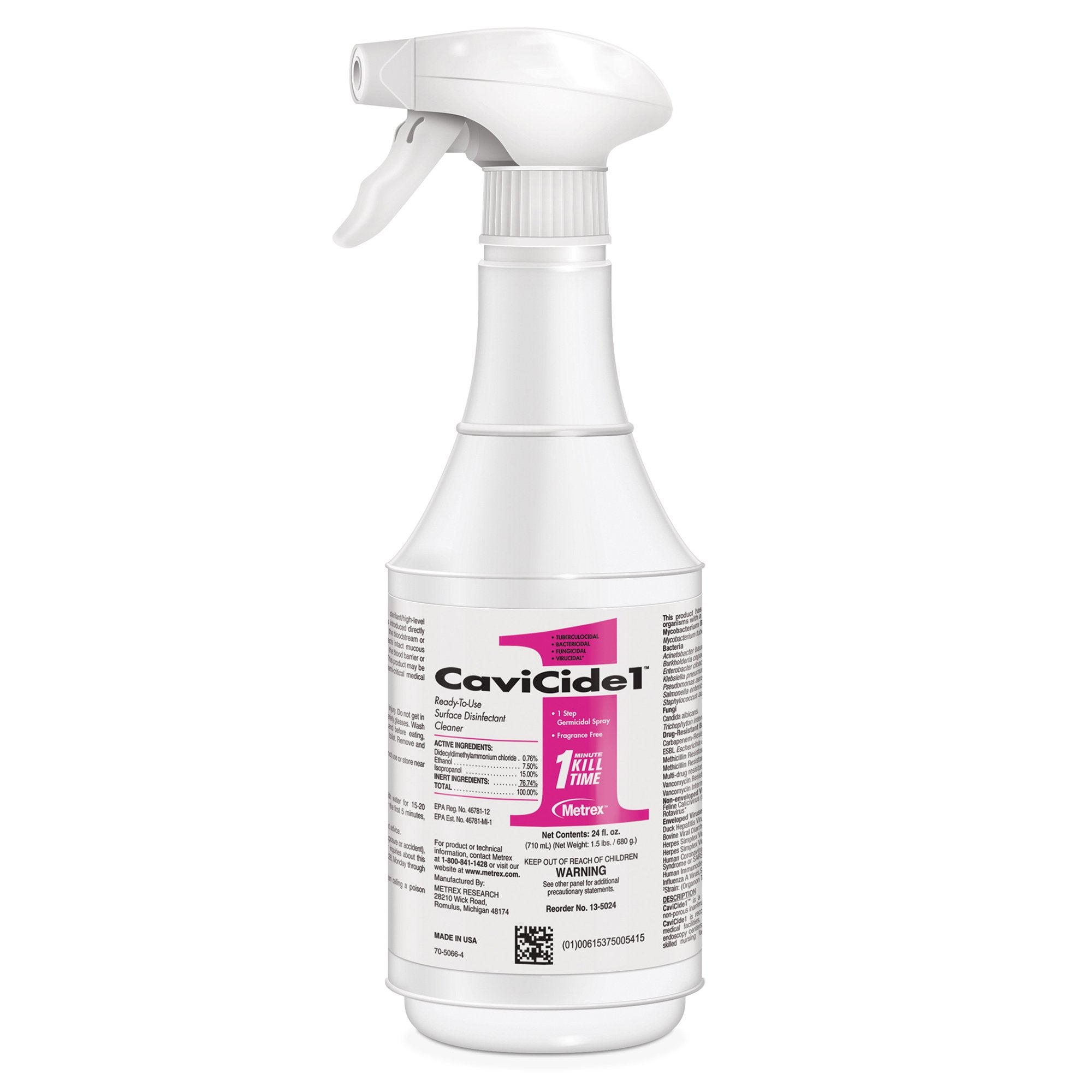 Metrex Research - CaviCide1™ Surface Disinfectant Cleaner Alcohol Based Pump Spray Liquid 24 oz. Bottle Alcohol Scent NonSterile [12/CS]