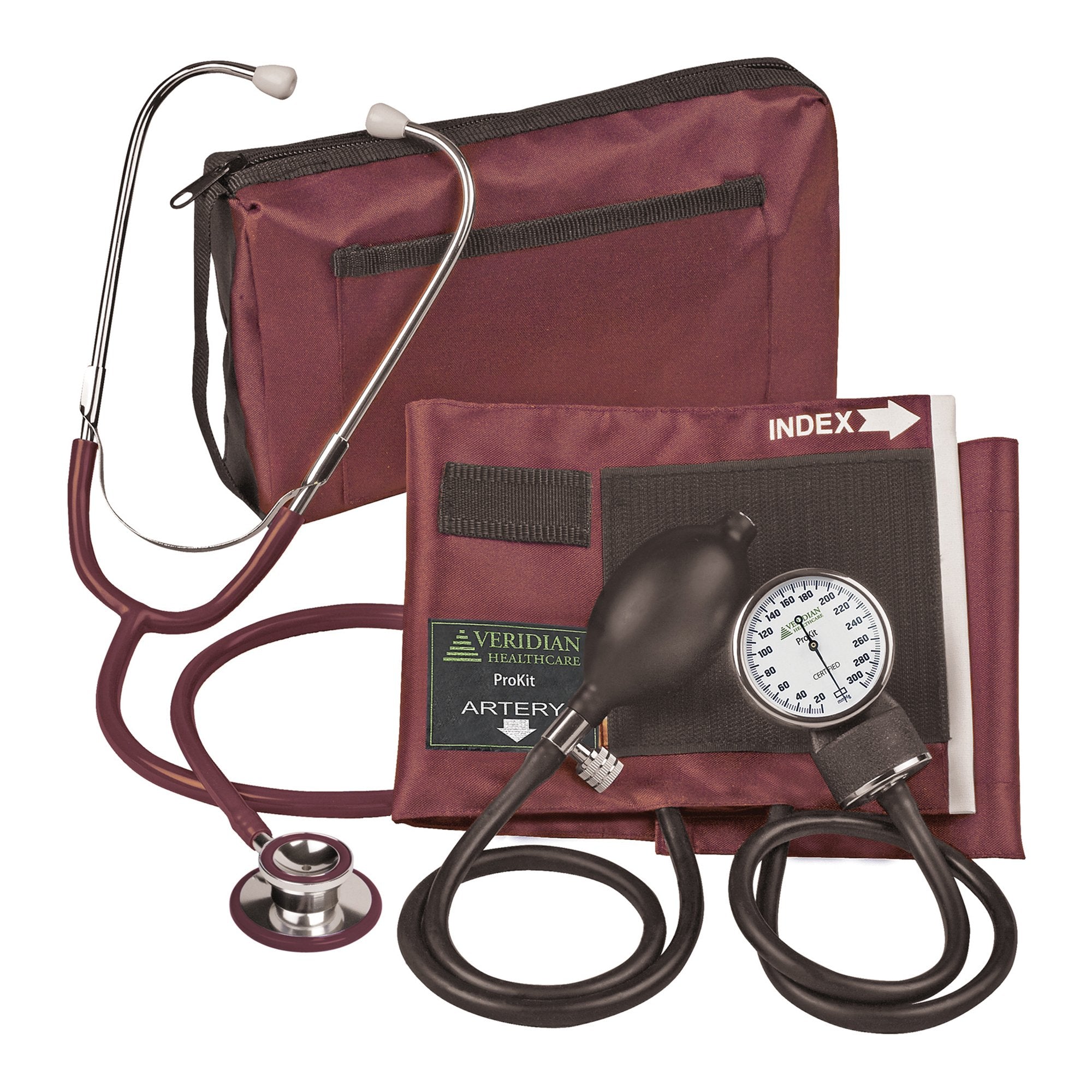 Veridian Healthcare LLC - Reusable Aneroid / Stethoscope Set Veridian 27.9 to 41.6 cm Adult Cuff Dual Head General Exam Stethoscope [20/CS] (1226091_CS)