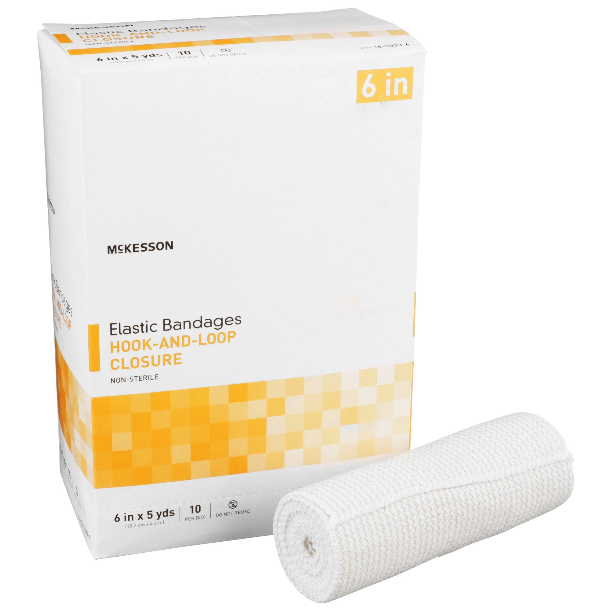 McKesson Brand - Elastic Bandage McKesson 6 Inch X 5 Yard Single Hook and Loop Closure Tan NonSterile Standard Compression [50/CS] (454621_CS)