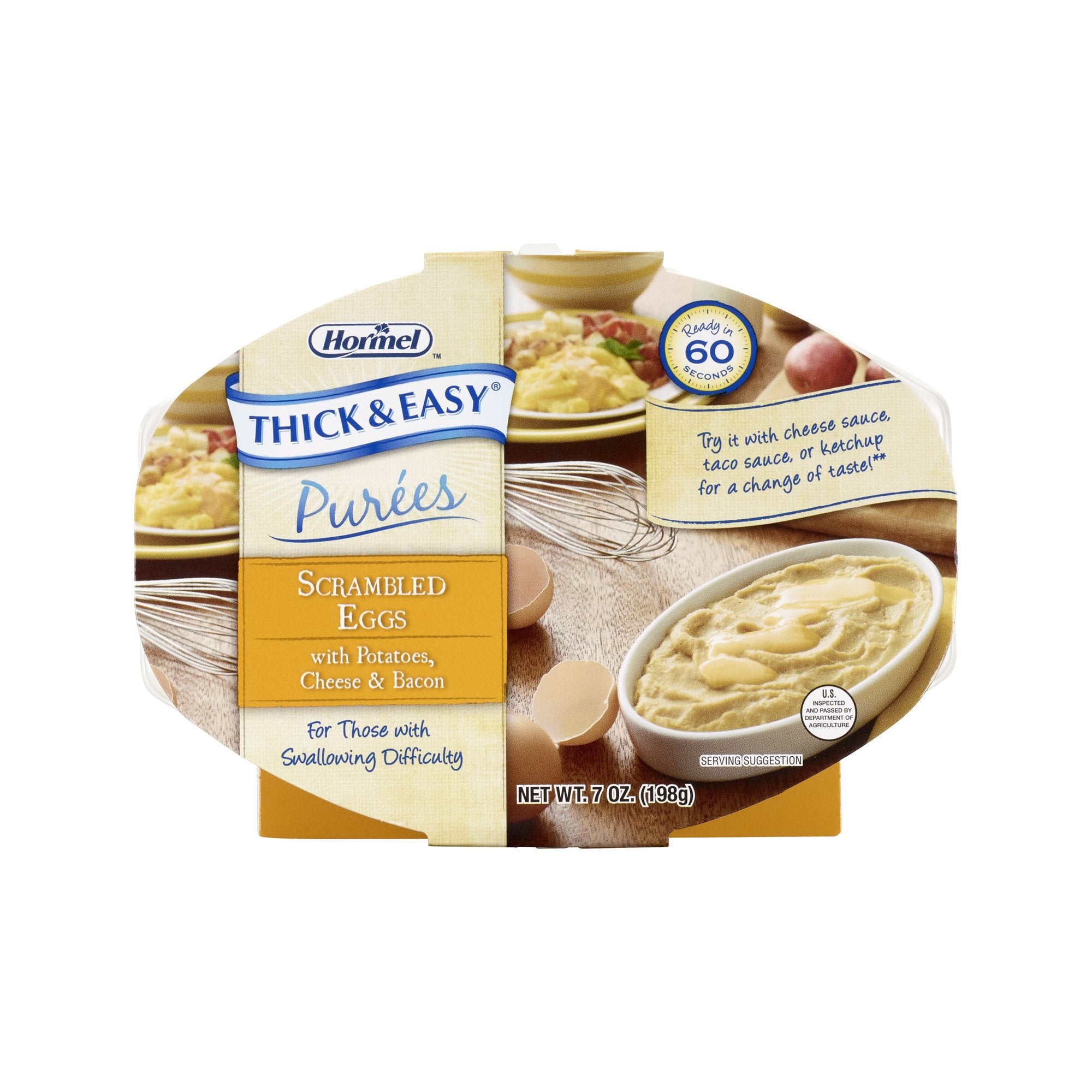 Hormel Food Sales - Thickened Food Thick & Easy® Purees 7 oz. Tray Scrambled Eggs / Potatoes Flavor Puree IDDSI Level 2 Mildly Thick [7/CS]