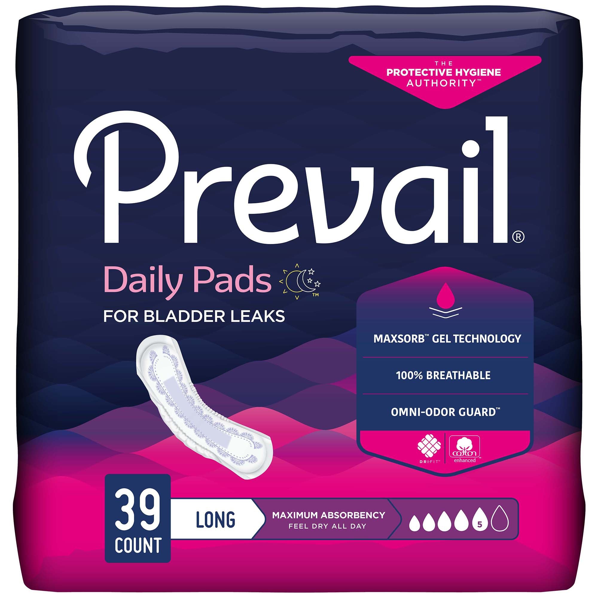 First Quality - Bladder Control Pad Prevail® Daily Pads 13 Inch Length Heavy Absorbency Polymer Core One Size Fits Most [156/CS]