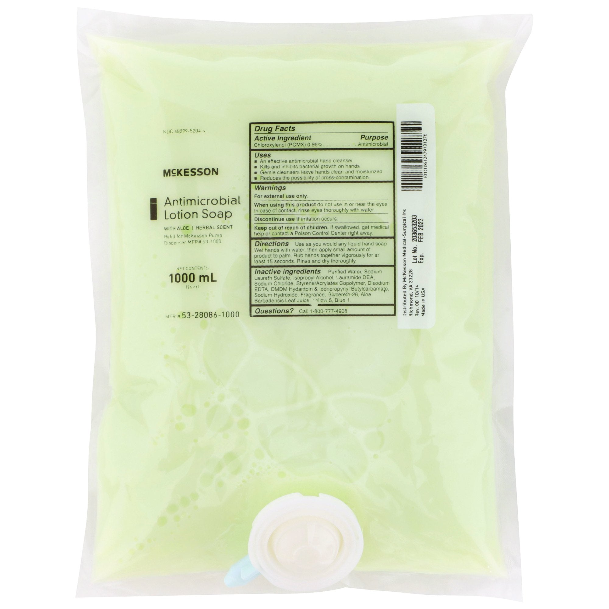 McKesson Brand - Antimicrobial Soap McKesson Lotion 1,000 mL Dispenser Refill Bag Herbal Scent [10/CS]