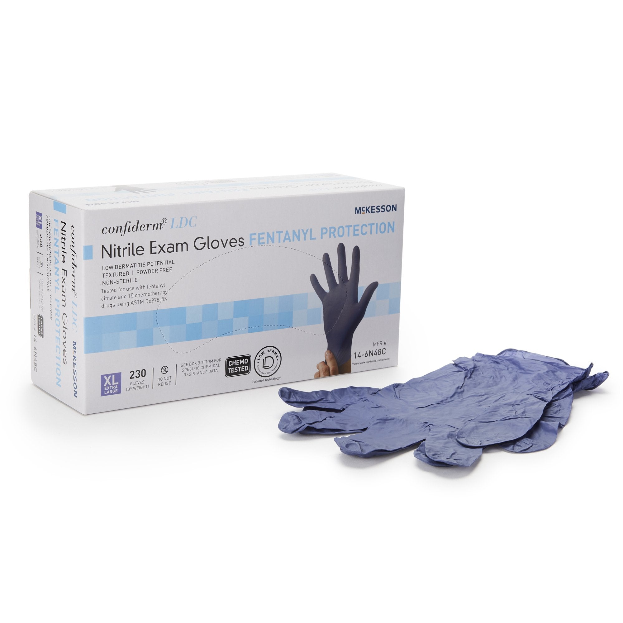 McKesson Brand - Exam Glove McKesson Confiderm® LDC X-Large NonSterile Nitrile Standard Cuff Length Fully Textured Blue Chemo Tested / Fentanyl Tested [2300/CS]